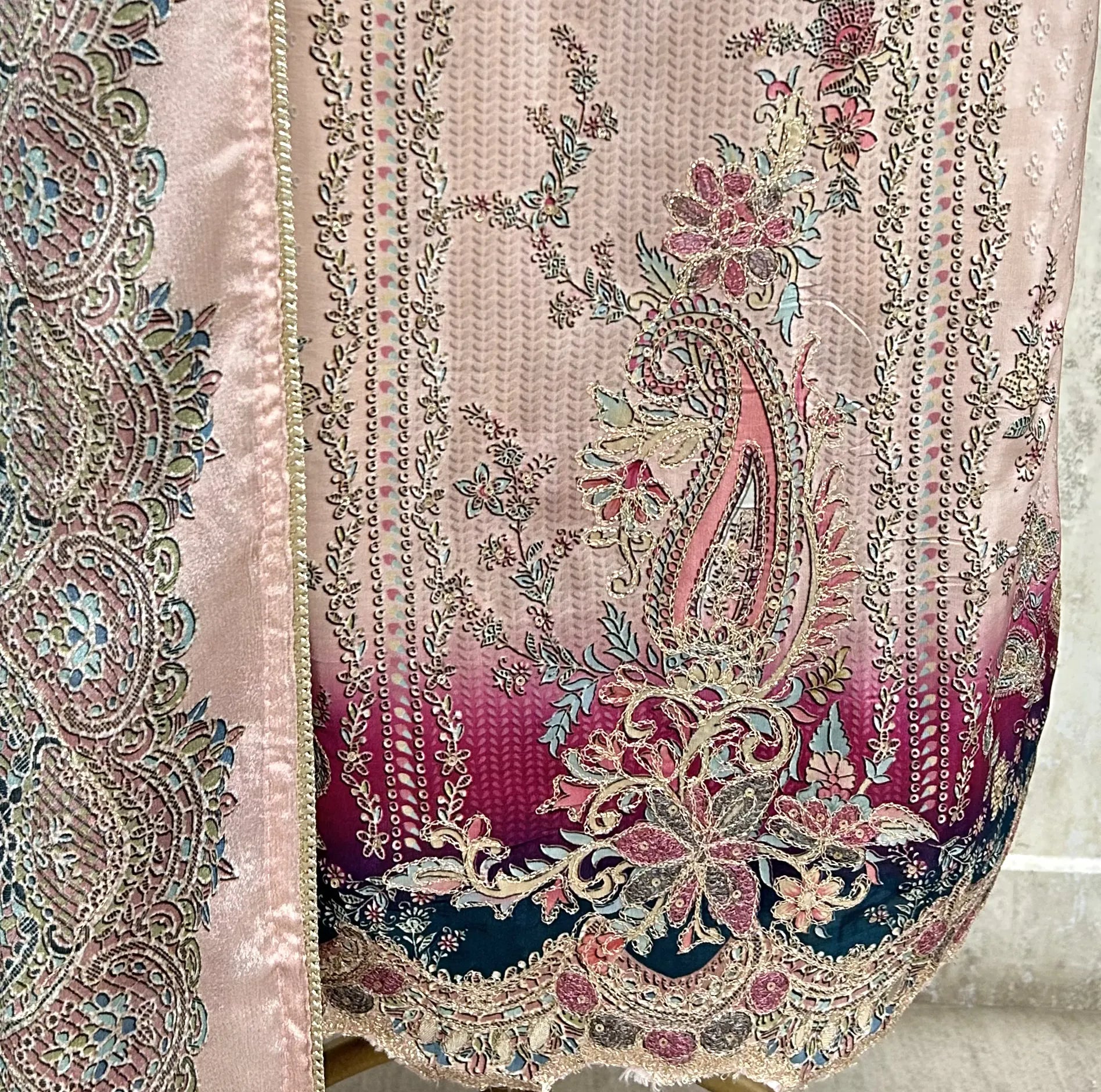 Zari Work Crepe Unstitched Suit Set