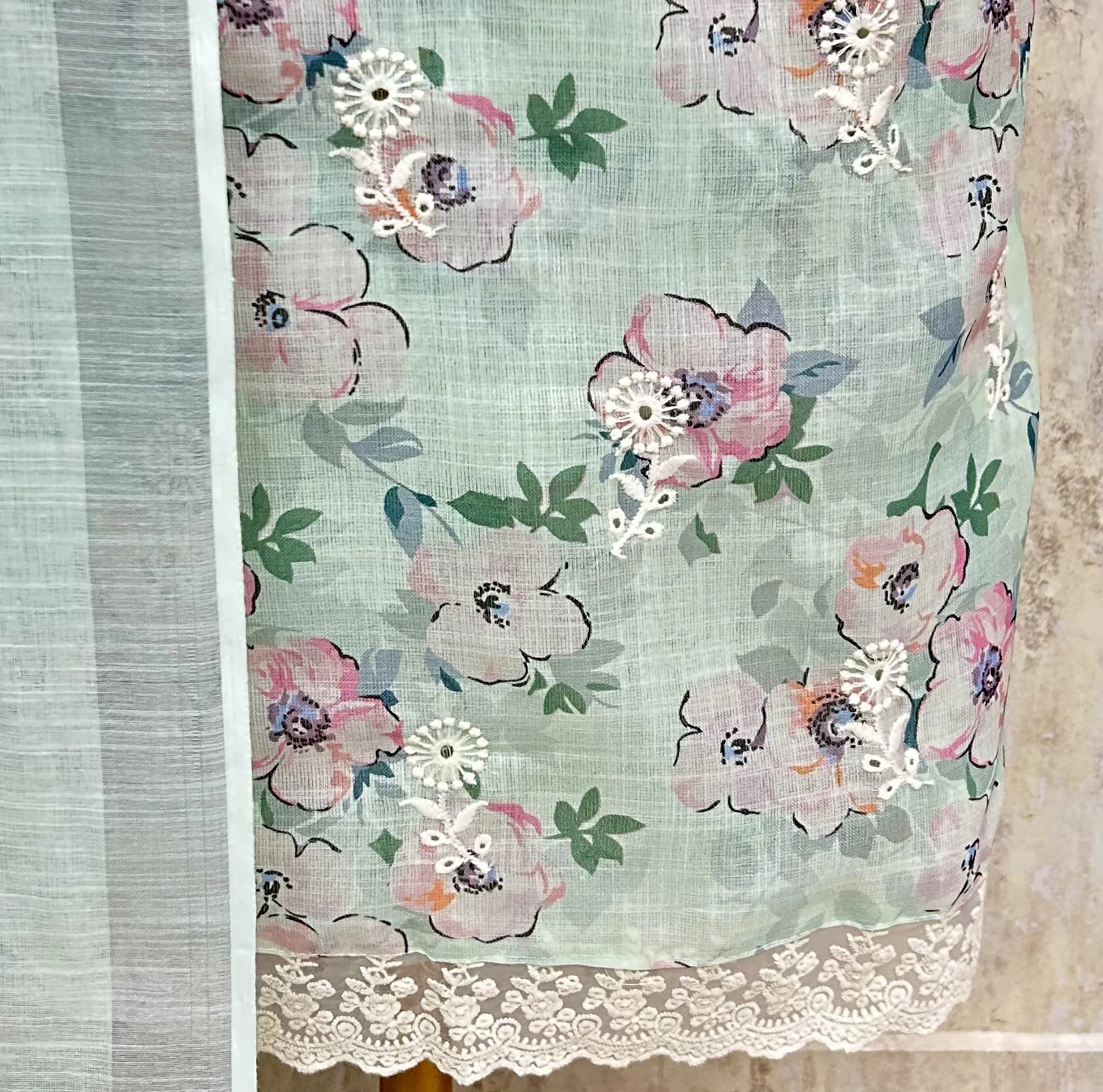 Blush Floral Serenity Linen Unstitched suit