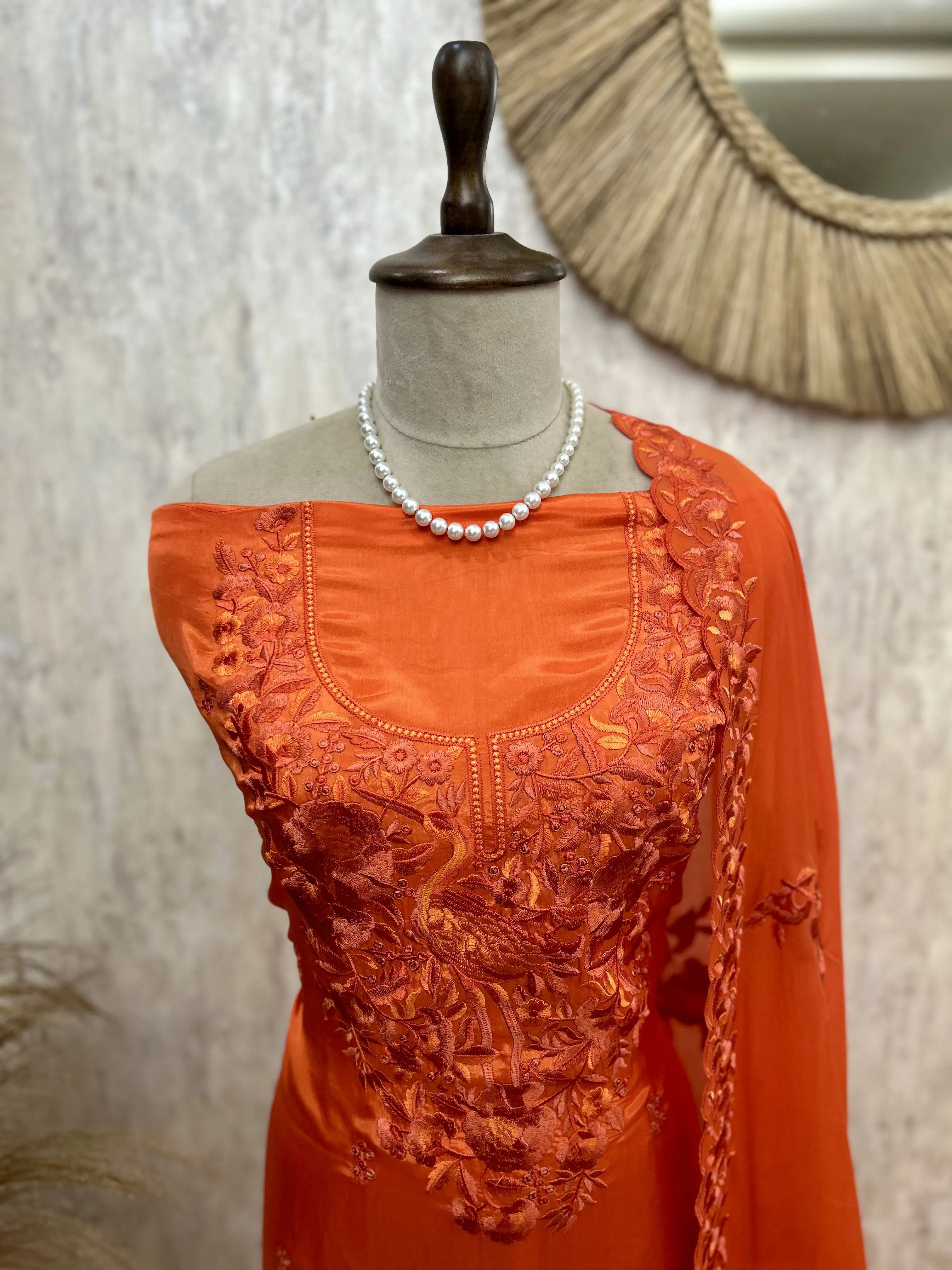 Satin Unstitched Suit Set Featuring Organza Dupatta