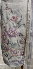 Tissue Linen Unstitched Suit Set With Tissue Linen Dupatta