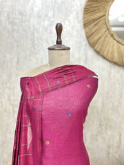 Emerald Floral Heritage Jamdani linen Unstitched suit