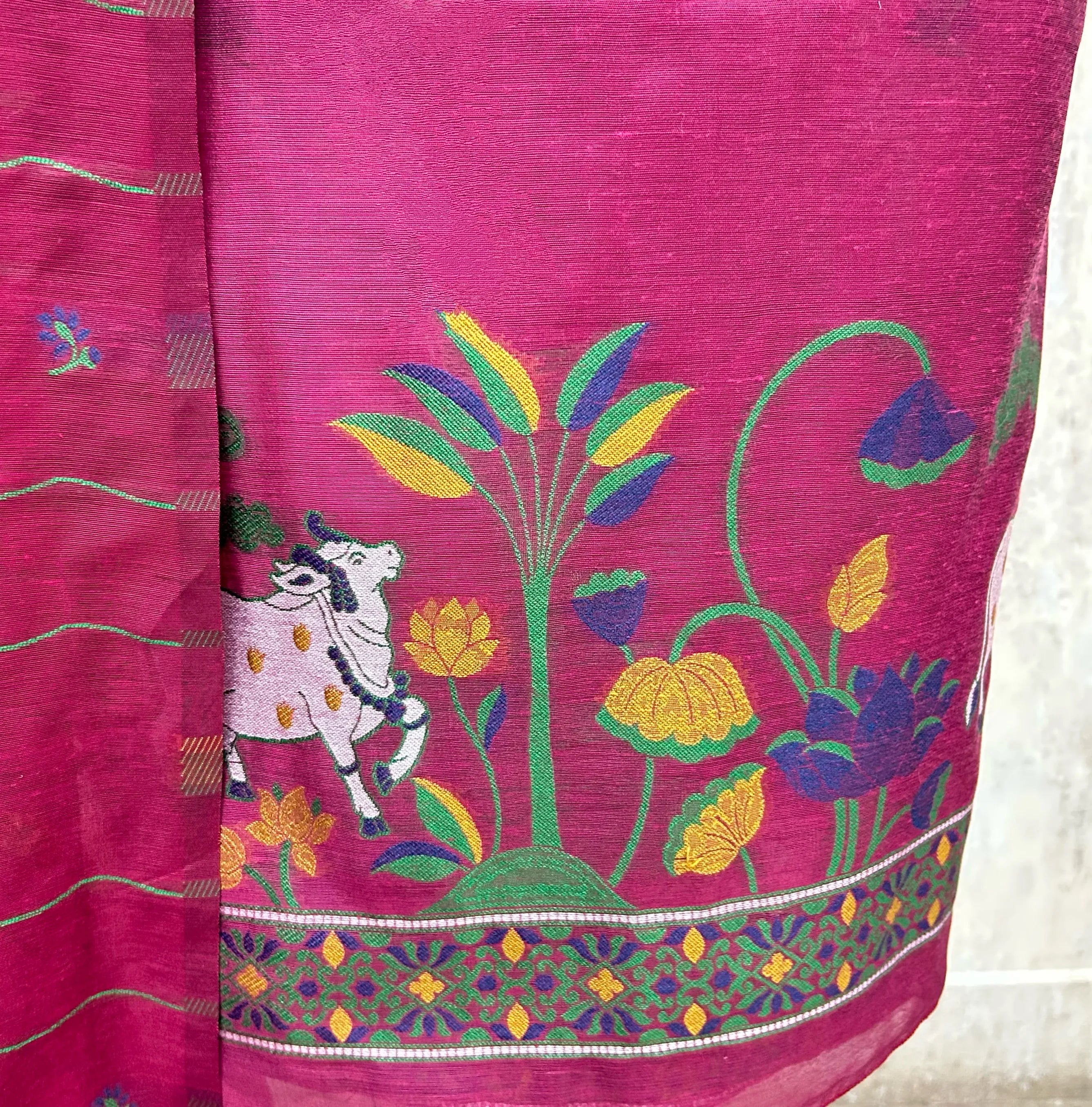 Emerald Floral Heritage Jamdani linen Unstitched suit