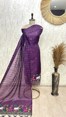 Emerald Floral Heritage Jamdani linen Unstitched suit