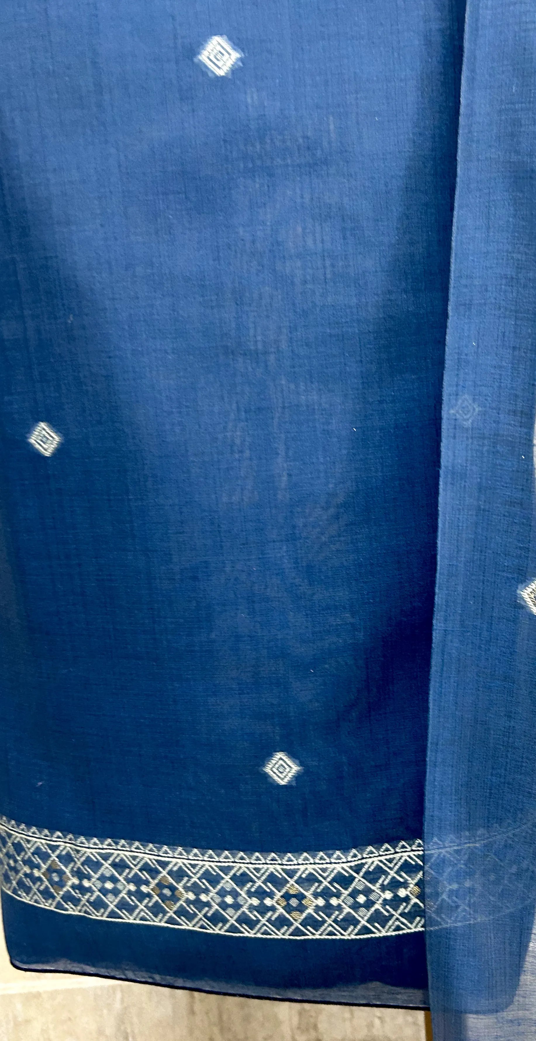Indigo Unstitched Suit Set With Dupatta
