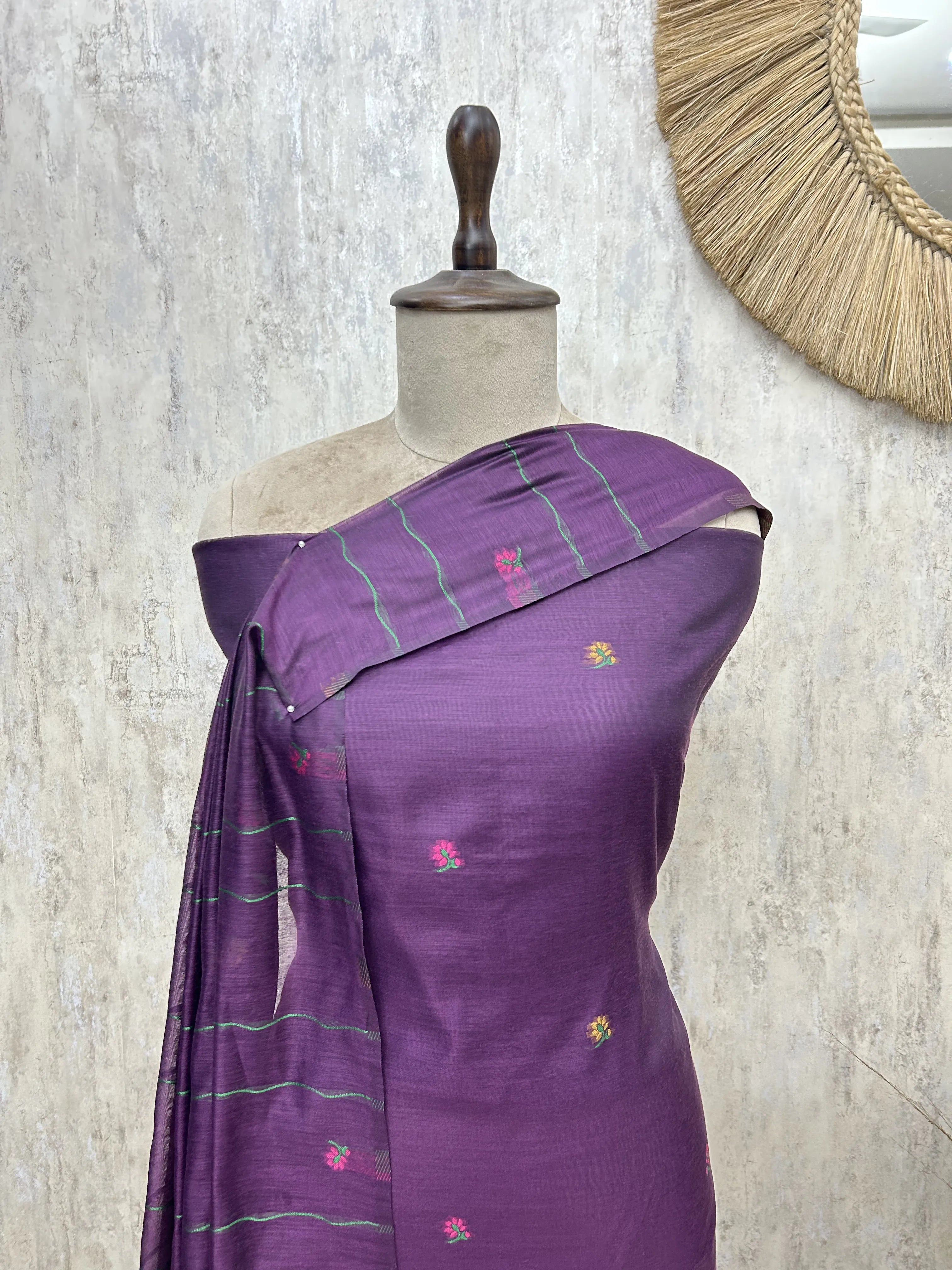 Emerald Floral Heritage Jamdani linen Unstitched suit