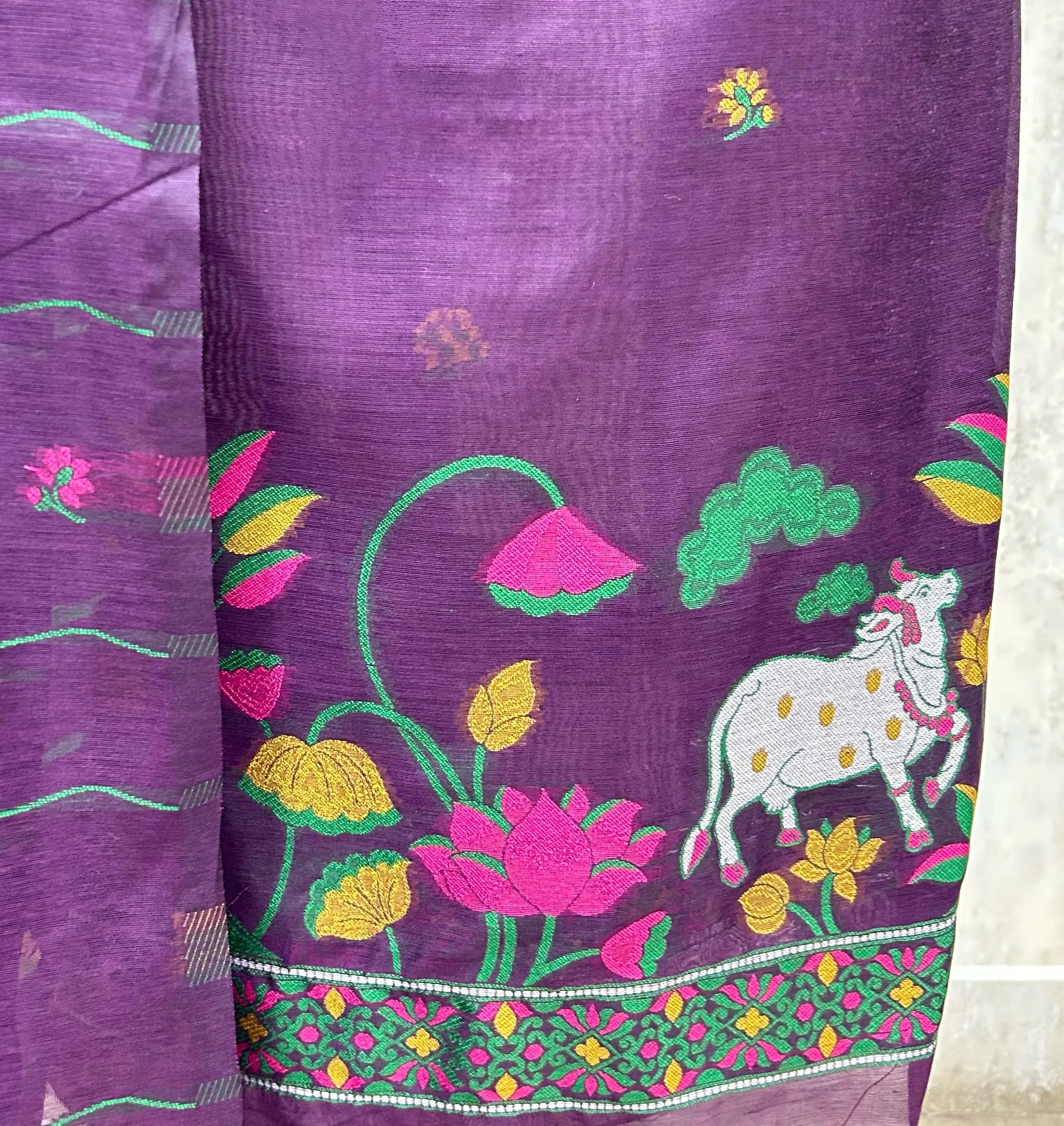 Emerald Floral Heritage Jamdani linen Unstitched suit