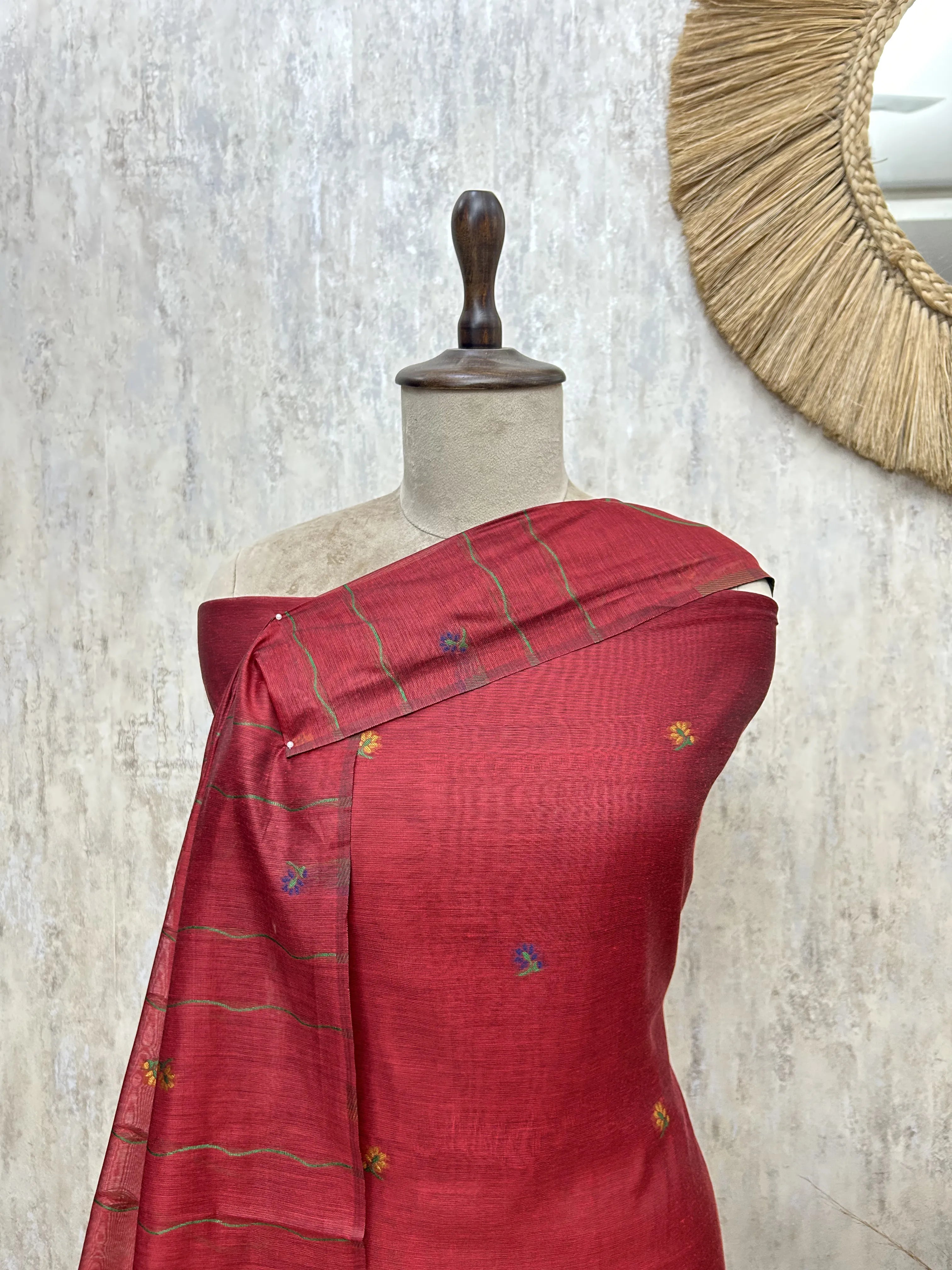 Emerald Floral Heritage Jamdani linen Unstitched suit