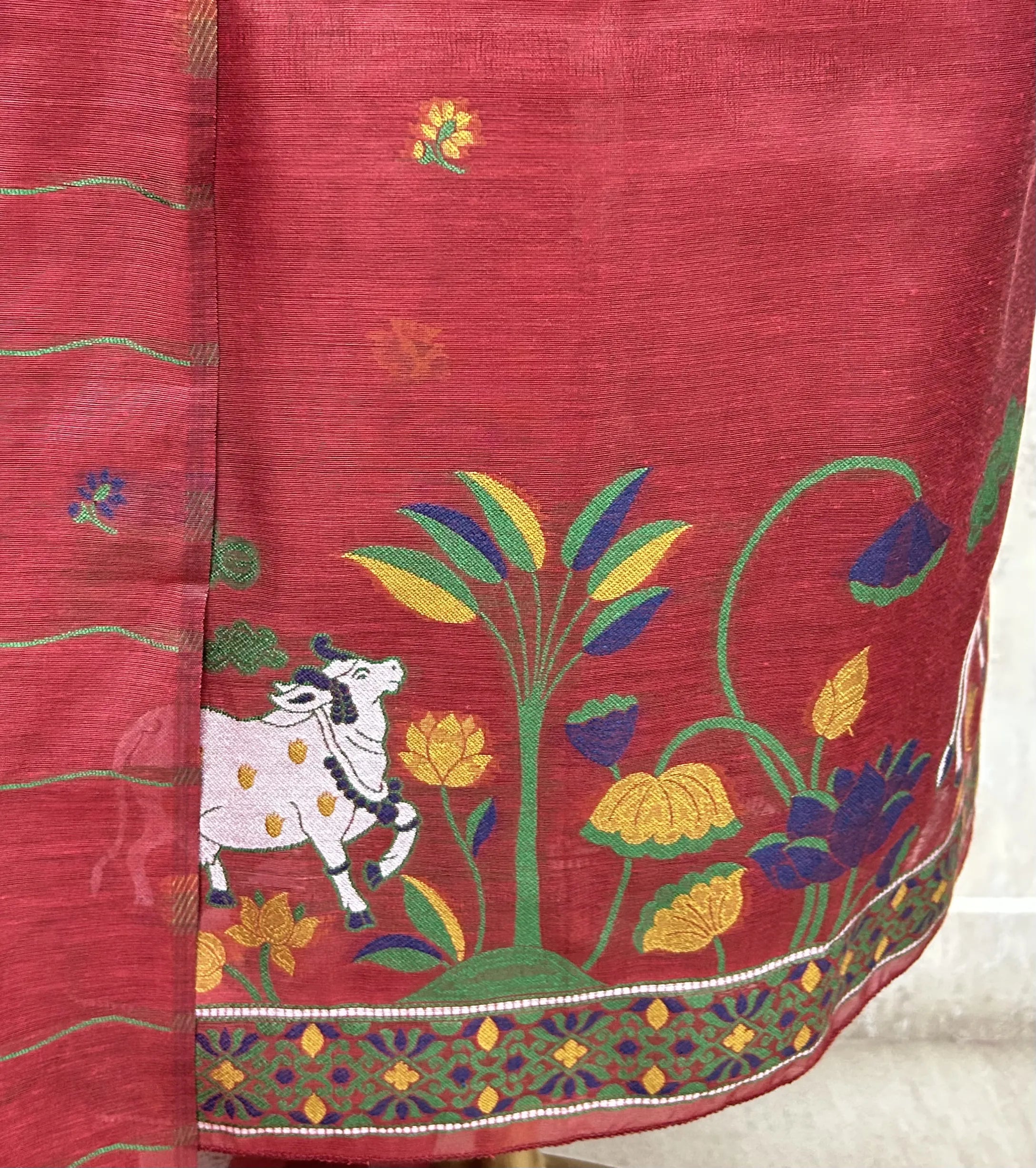 Emerald Floral Heritage Jamdani linen Unstitched suit