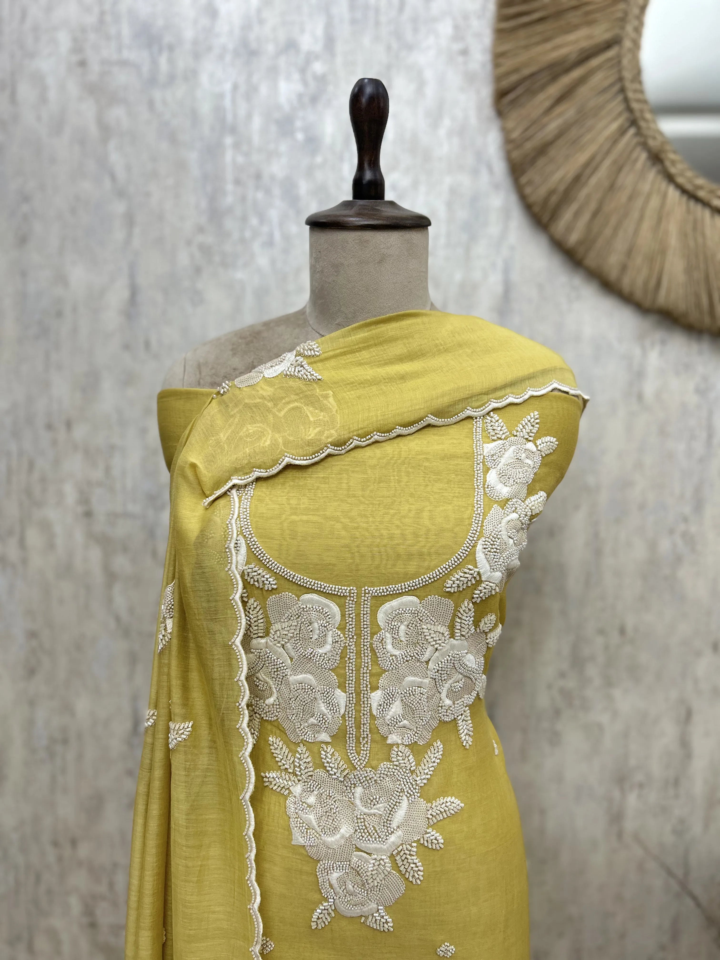 Blush Floral Embroidered mul cotton Unstitched suit