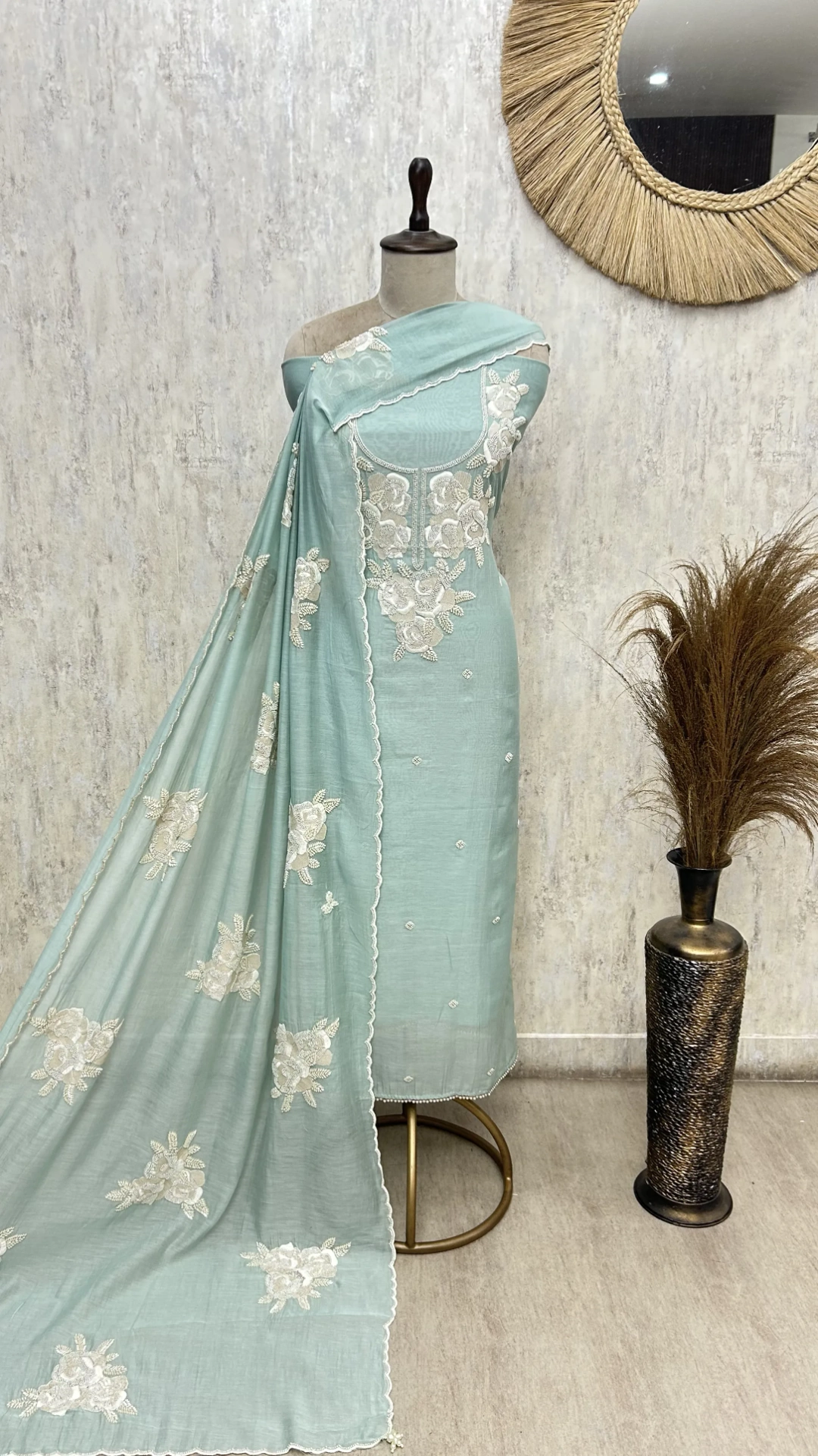 Blush Floral Embroidered mul cotton Unstitched suit