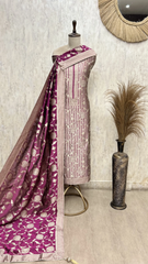 Exquisite Brocade silk Unstitched Suits