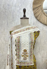 Crimson Floral Lace cotton Unstitched suit