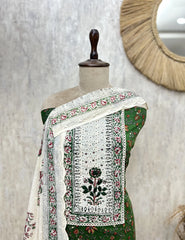 Crimson Floral Lace cotton Unstitched suit