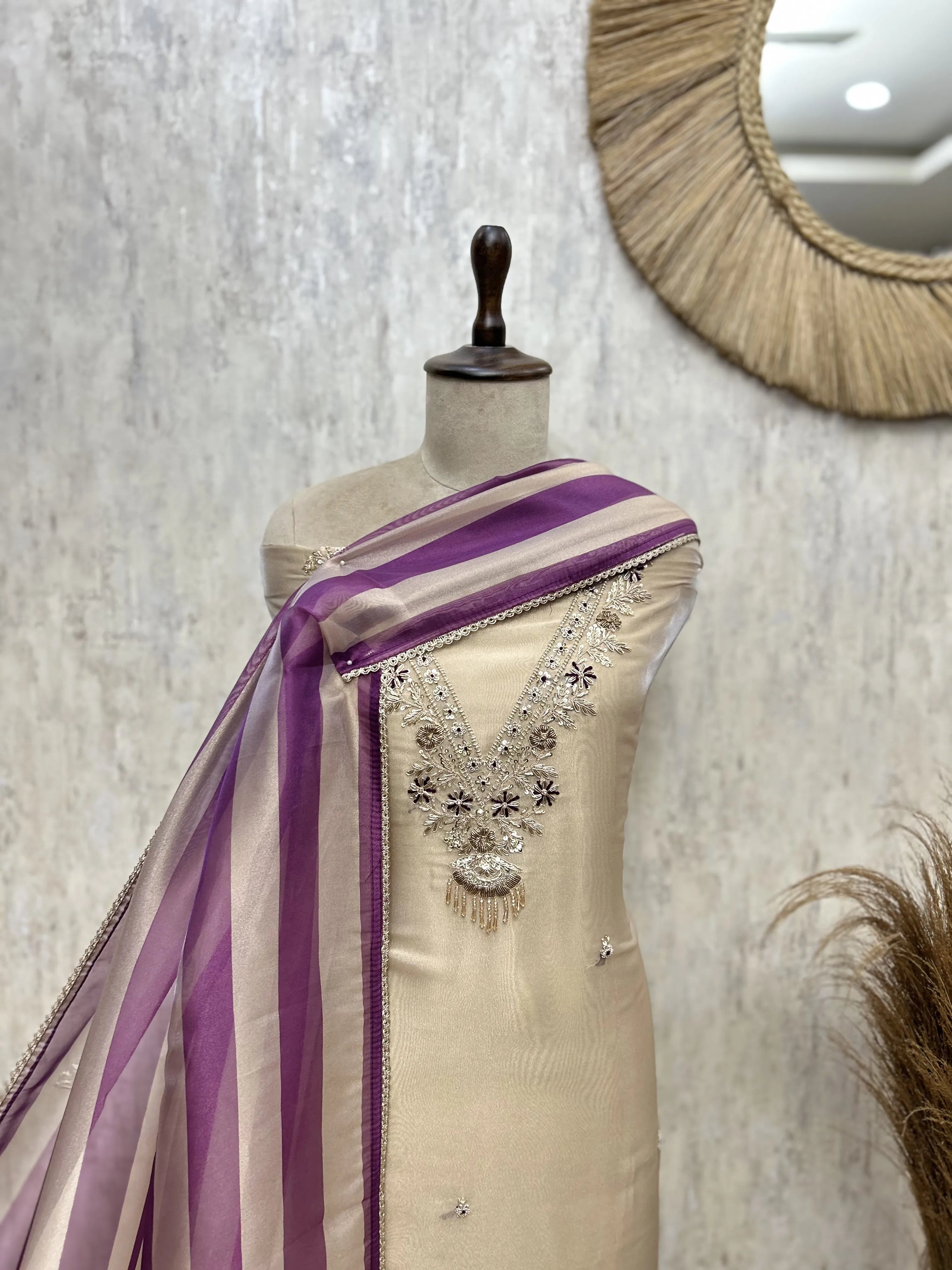 Intricate Detailing Tissue  Unstitched Suits