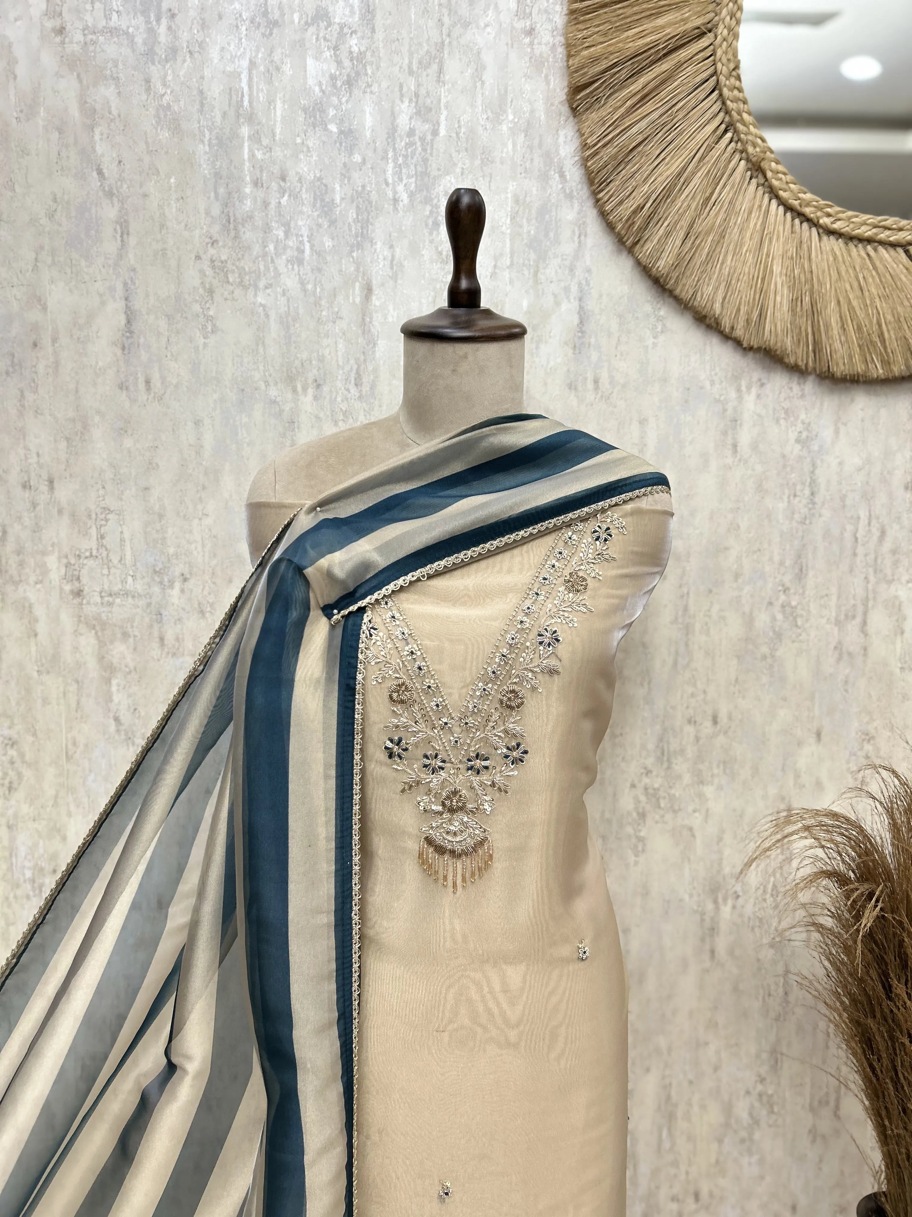 Intricate Detailing Tissue  Unstitched Suits