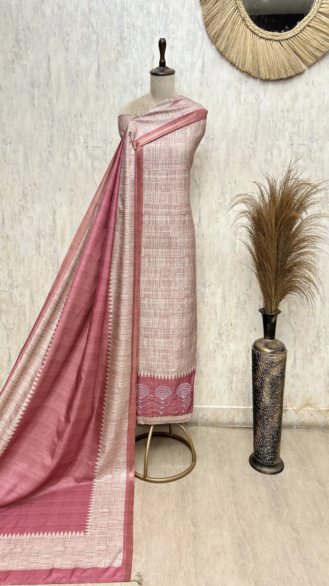 Smooth Texture Tussar Silk Unstitched Suits