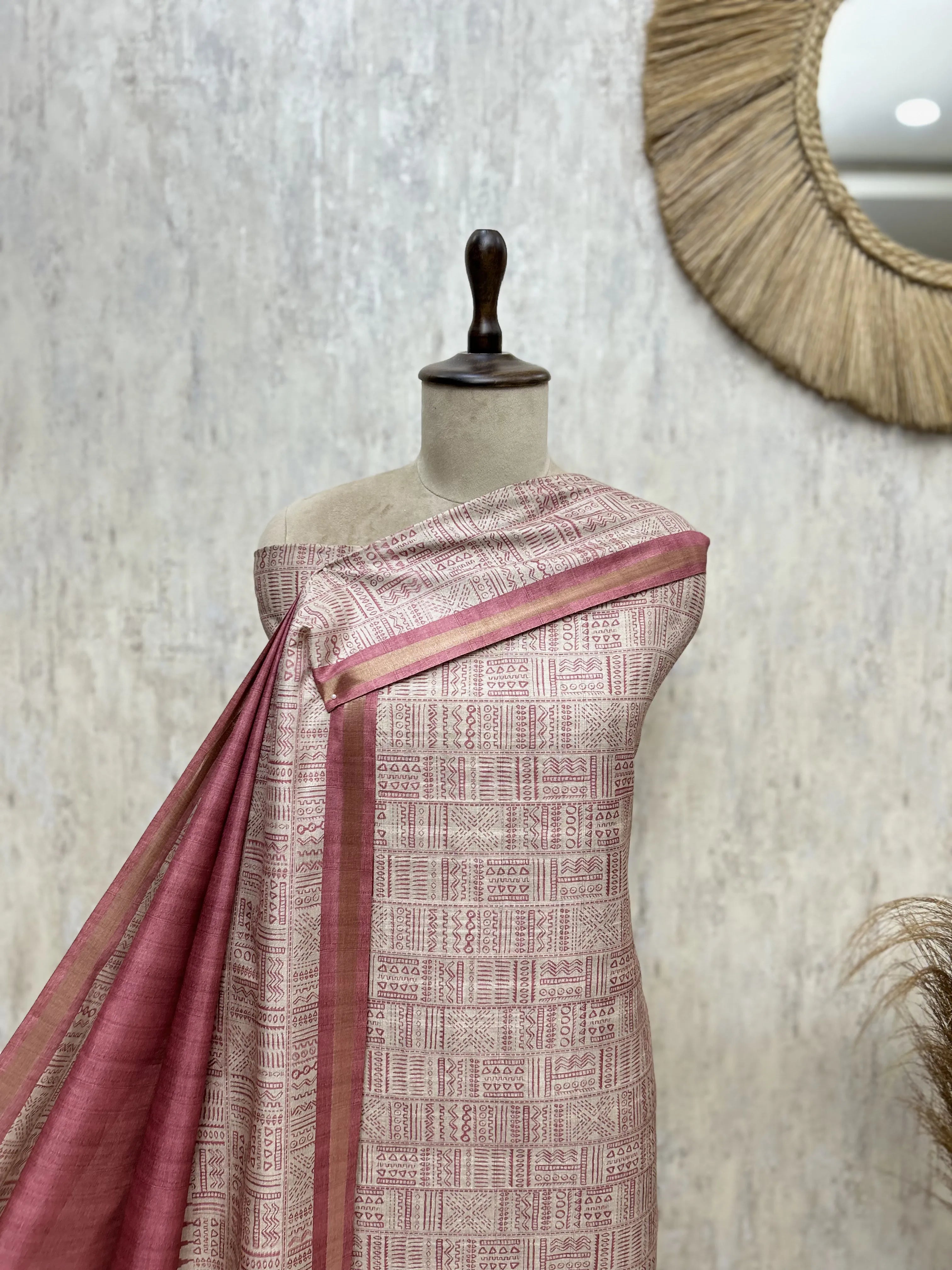 Smooth Texture Tussar Silk Unstitched Suits