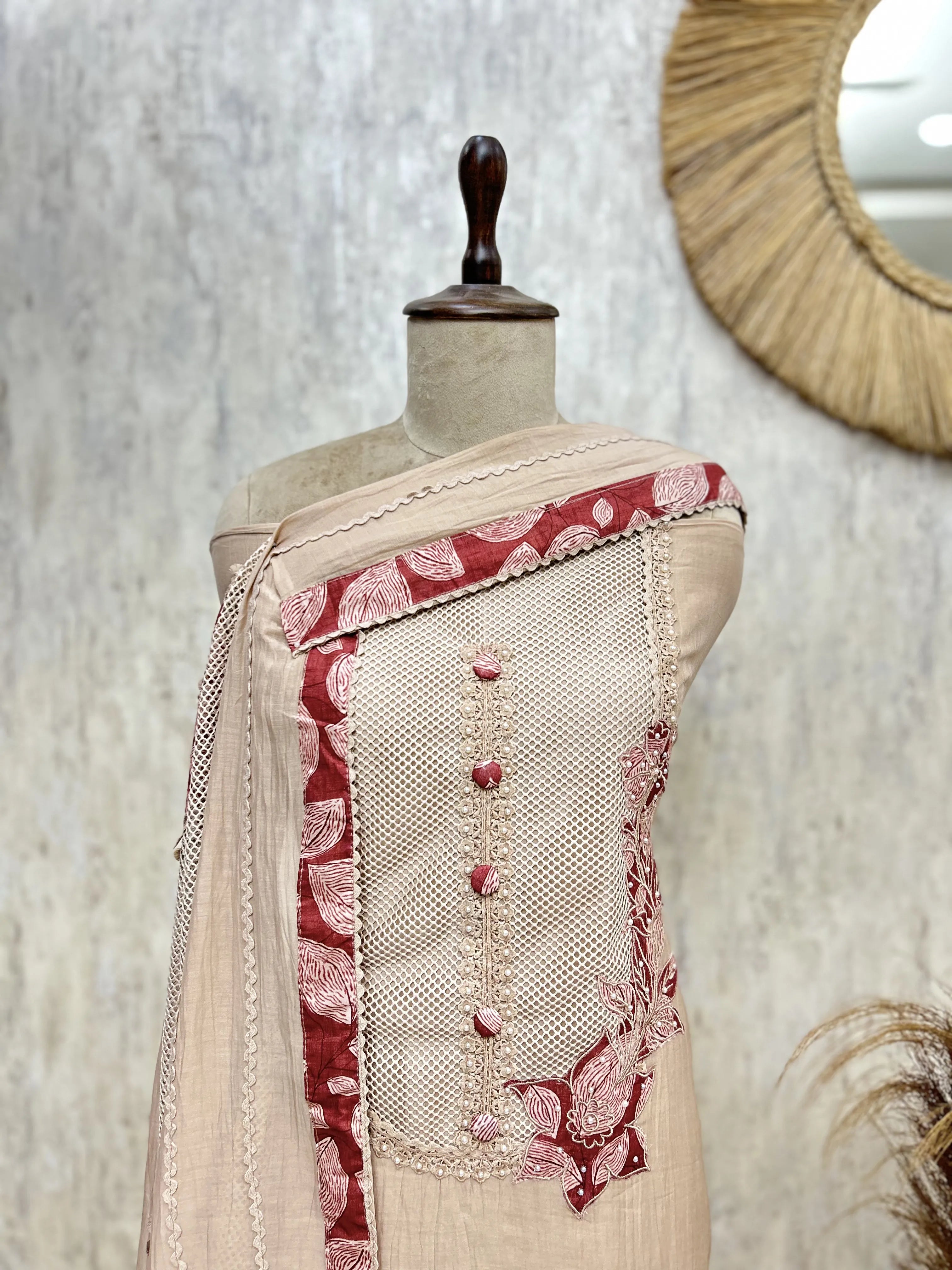 Aqua Embroidered Elegance Mul cotton Unstitched suit