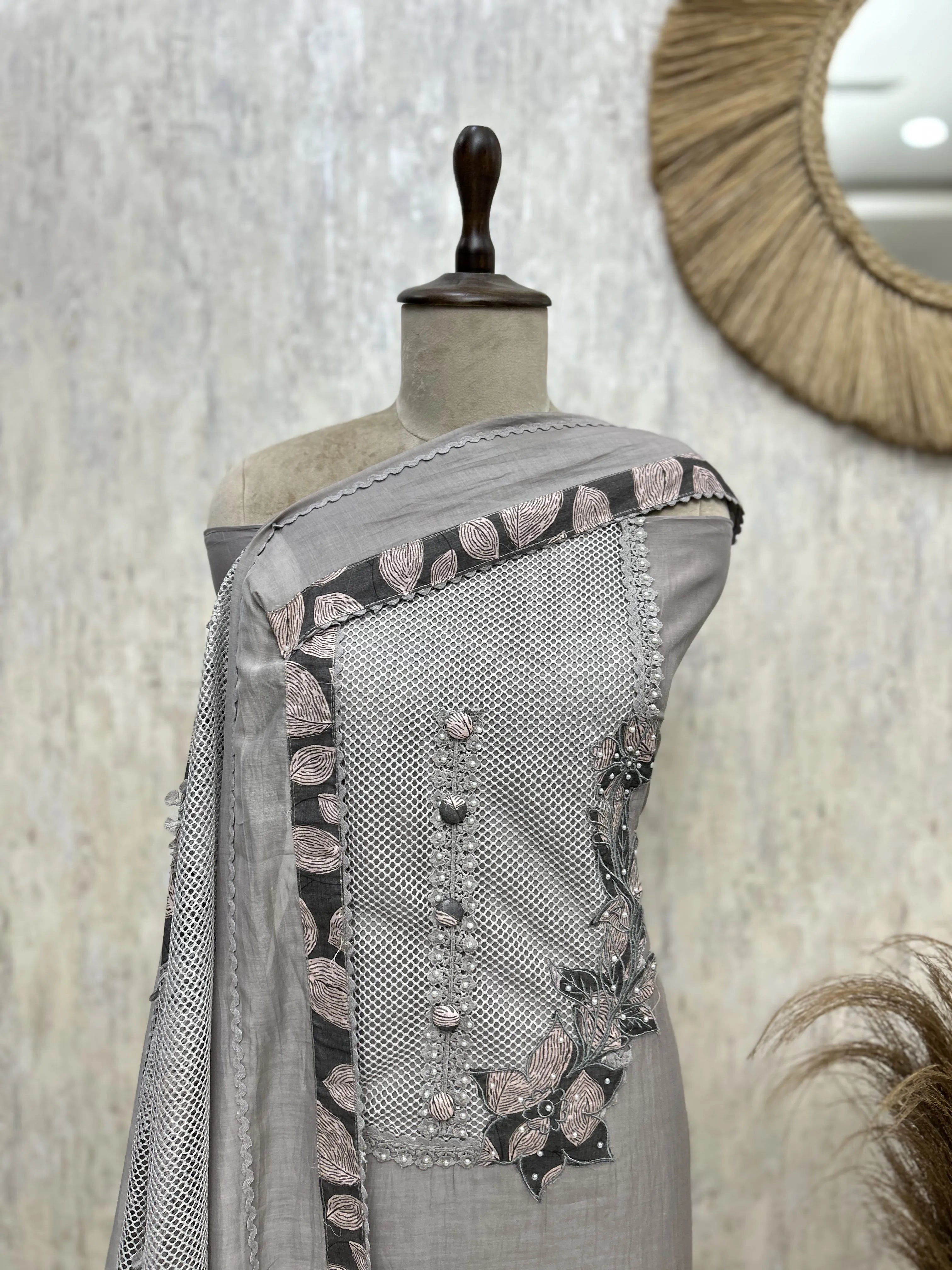 Aqua Embroidered Elegance Mul cotton Unstitched suit