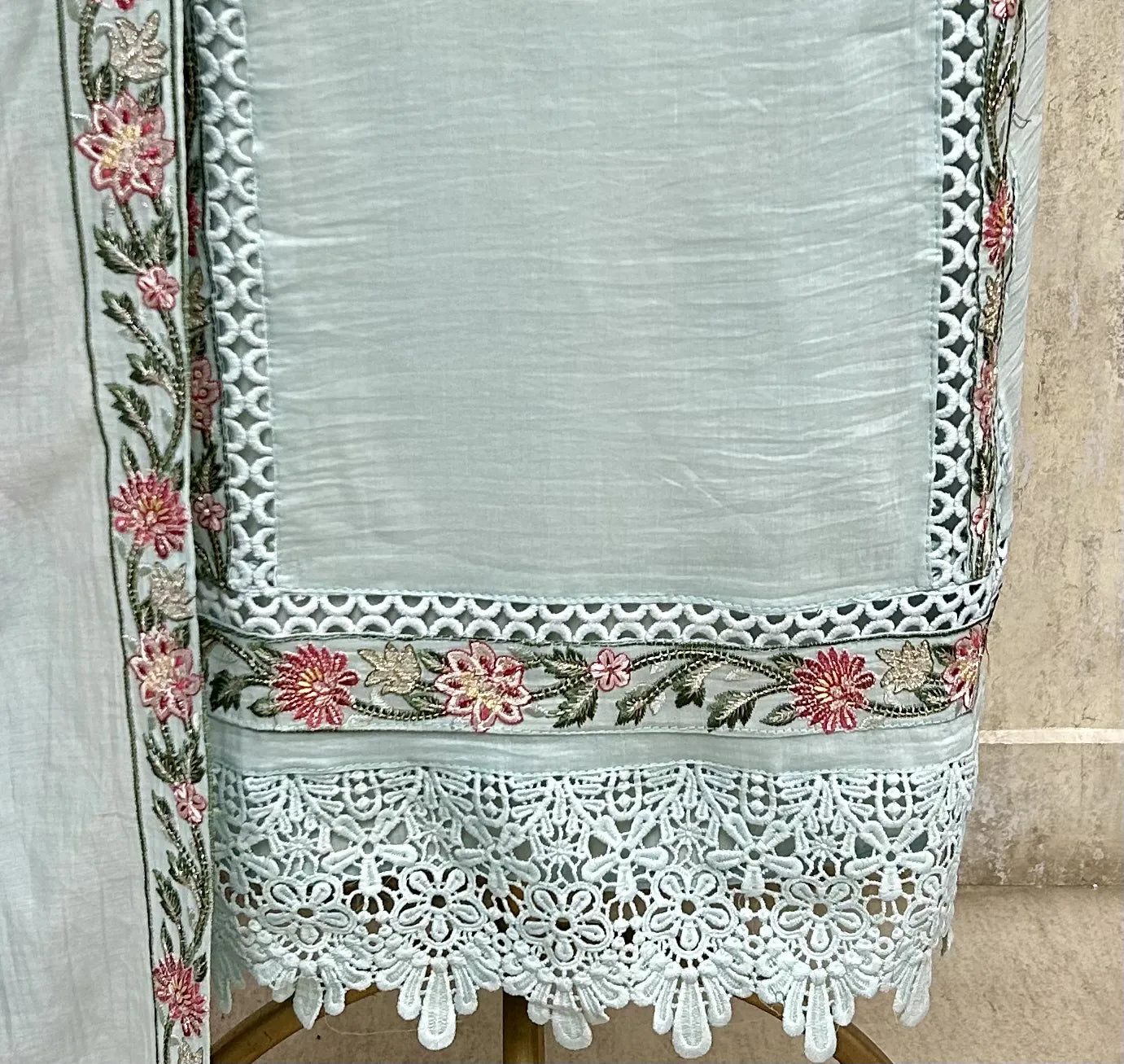 Pastel Floral Embroidered Mul cotton Unstitched suit