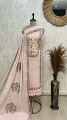 Pastel Floral Embroidered Mul cotton Unstitched suit