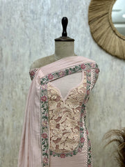 Pastel Floral Embroidered Mul cotton Unstitched suit