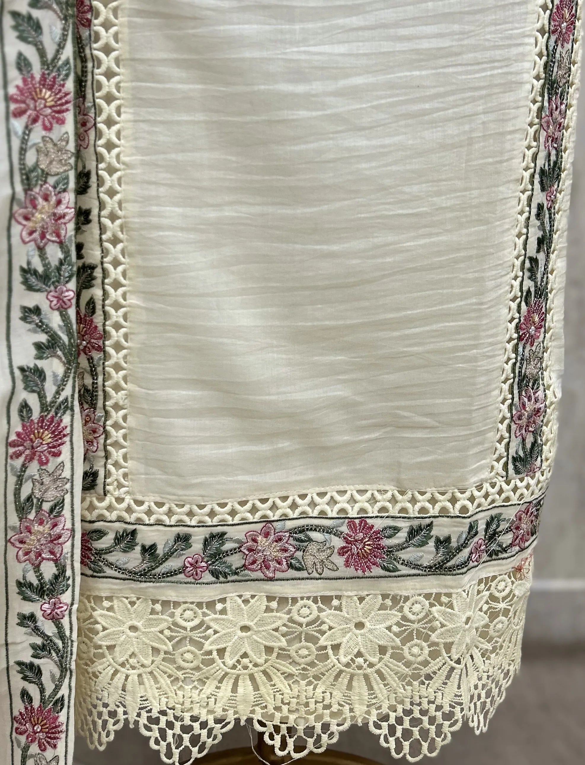 Pastel Floral Embroidered Mul cotton Unstitched suit