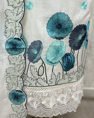 Blue Floral Mul chanderi Unstitched suit