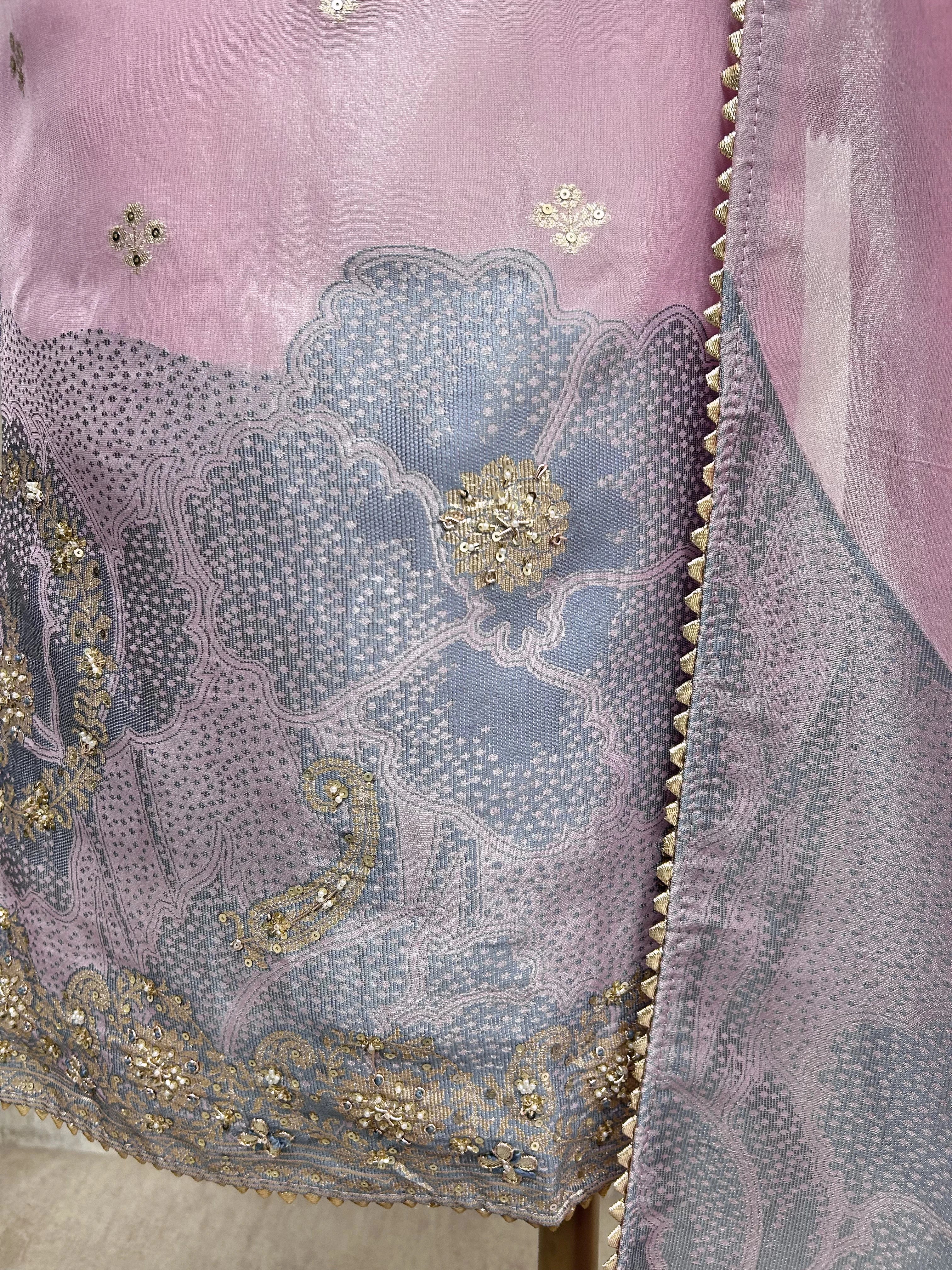 Hand Work Tissue Unstitched Suit Set