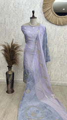 Hand Work Tissue Unstitched Suit Set