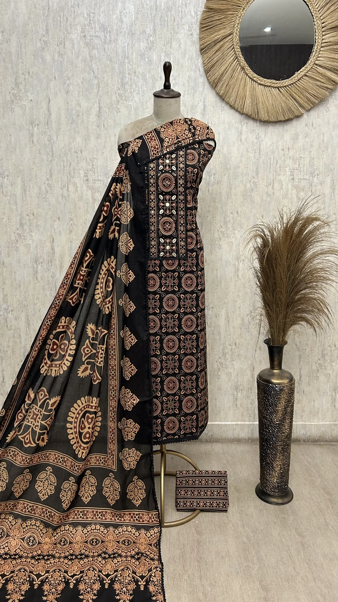 Classic Ajrakh Elegance Unstitched suit