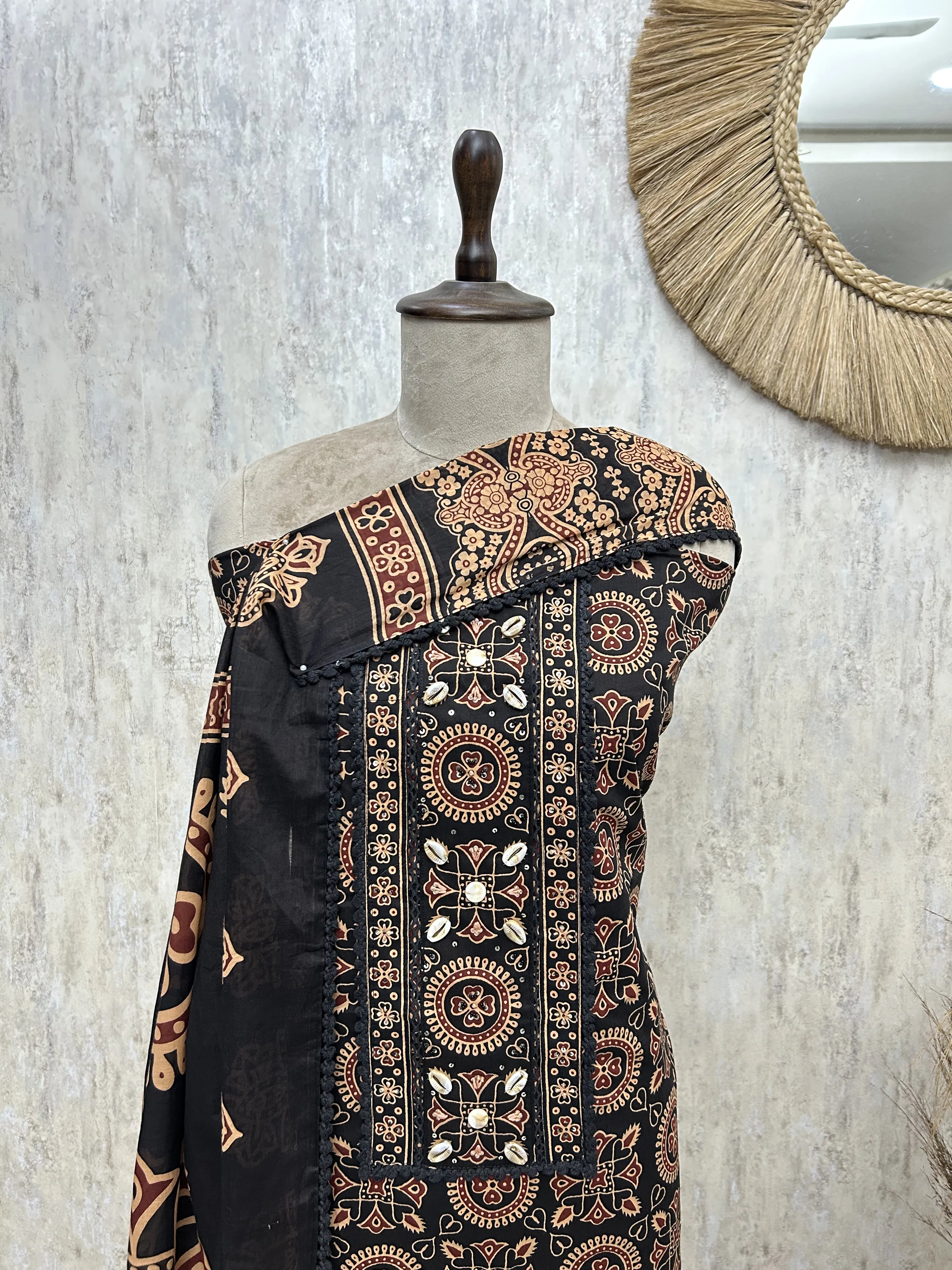 Classic Ajrakh Elegance Unstitched suit