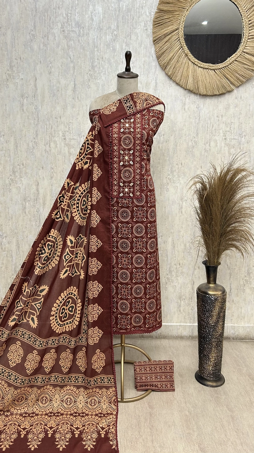 Classic Ajrakh Elegance Unstitched suit