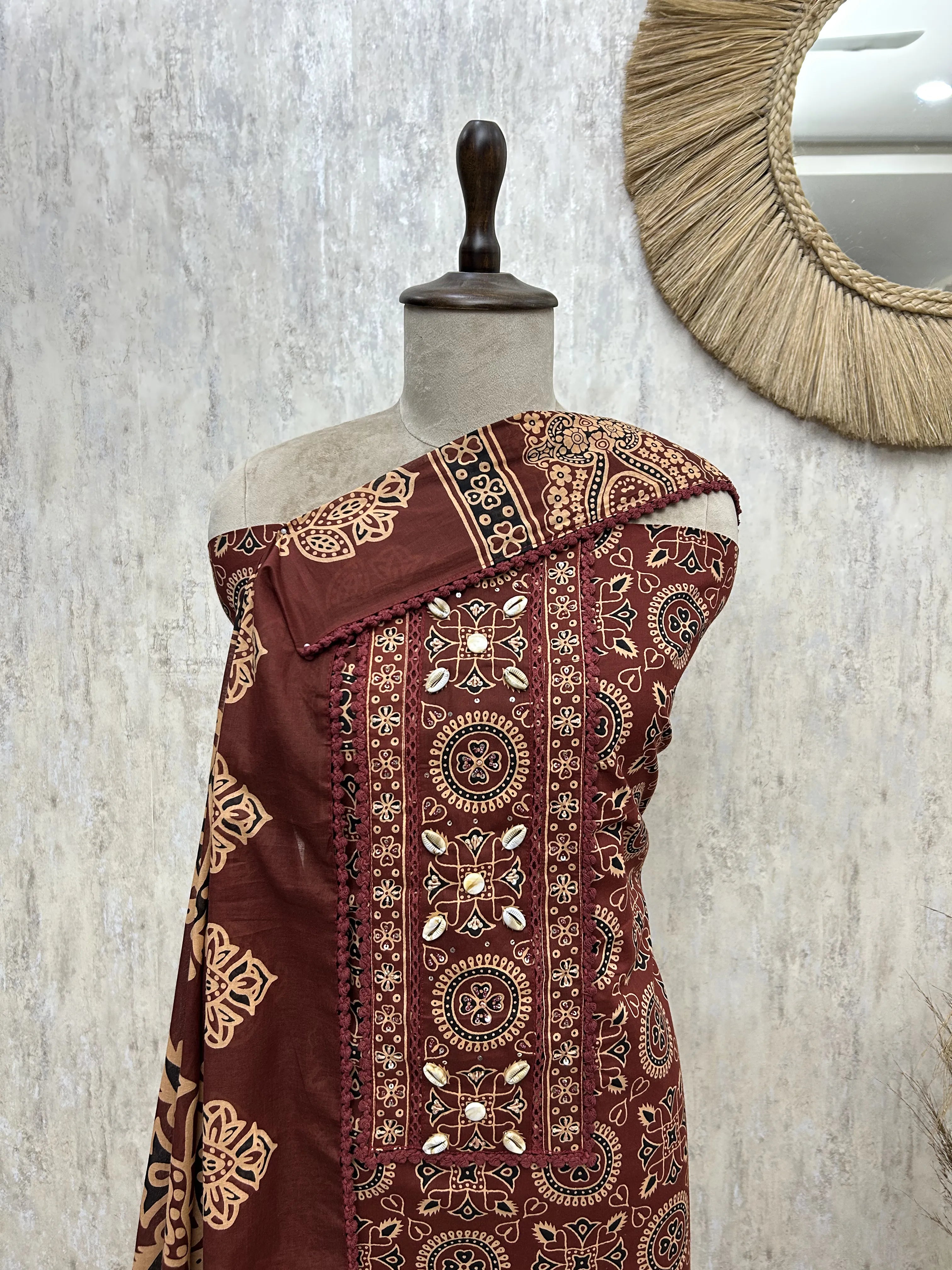 Classic Ajrakh Elegance Unstitched suit