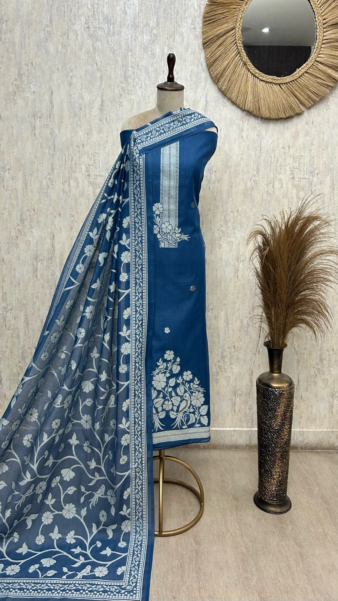Indigo jamdani Unstitched suit