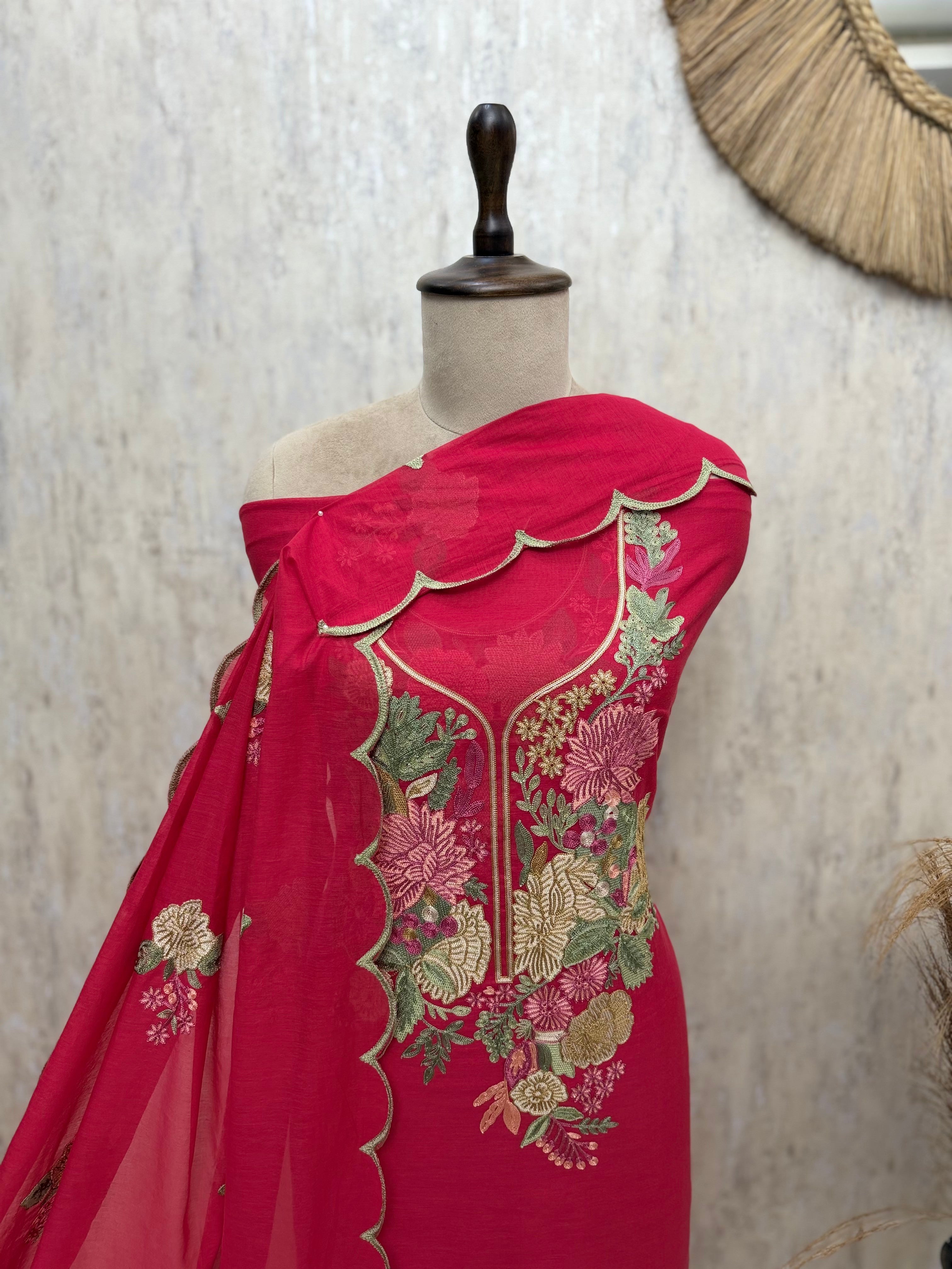 Natural Luster Of Mul Chanderi Unstitched Suits