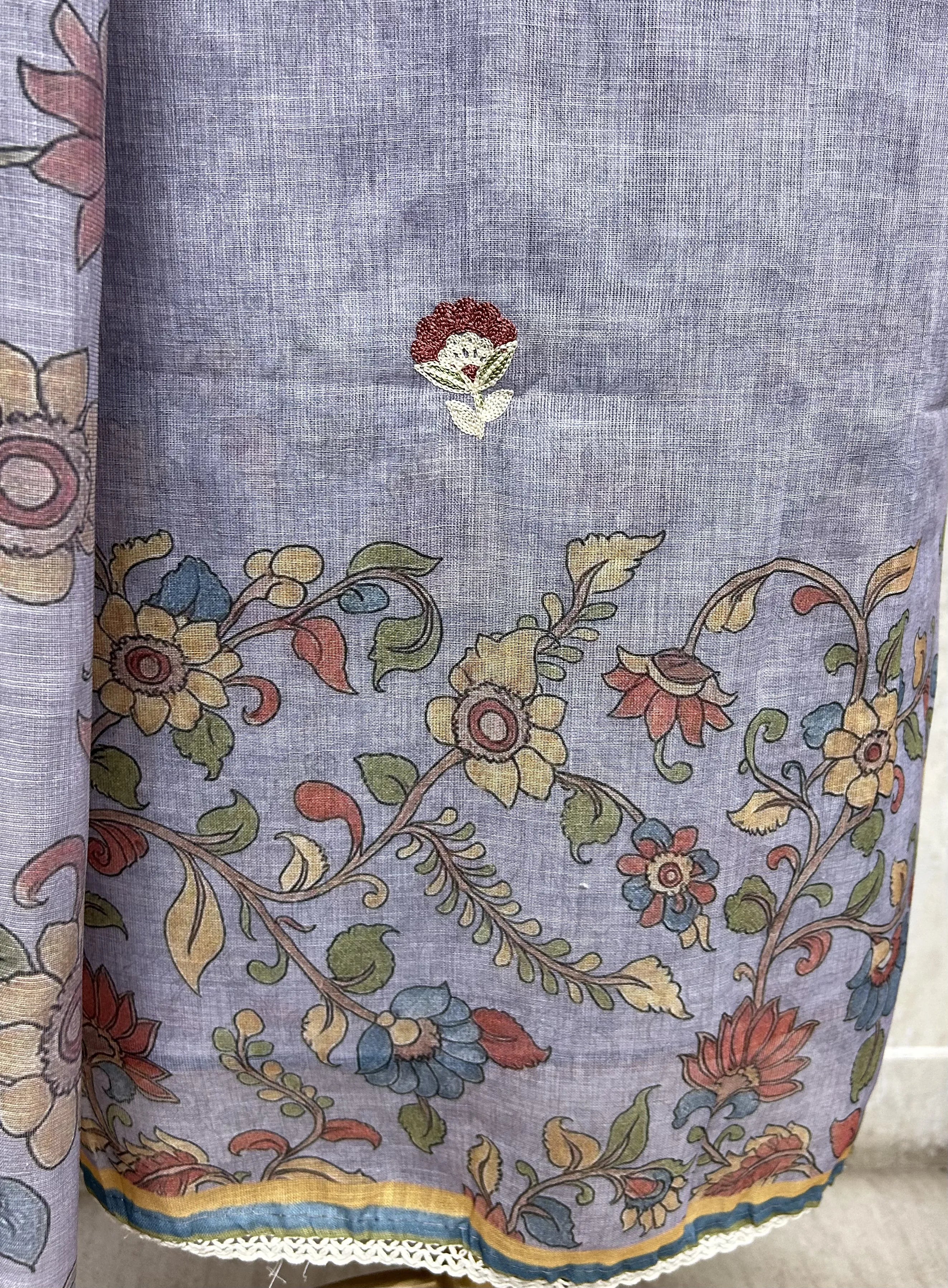 Floral Embroidered Linen Unstitched Suit