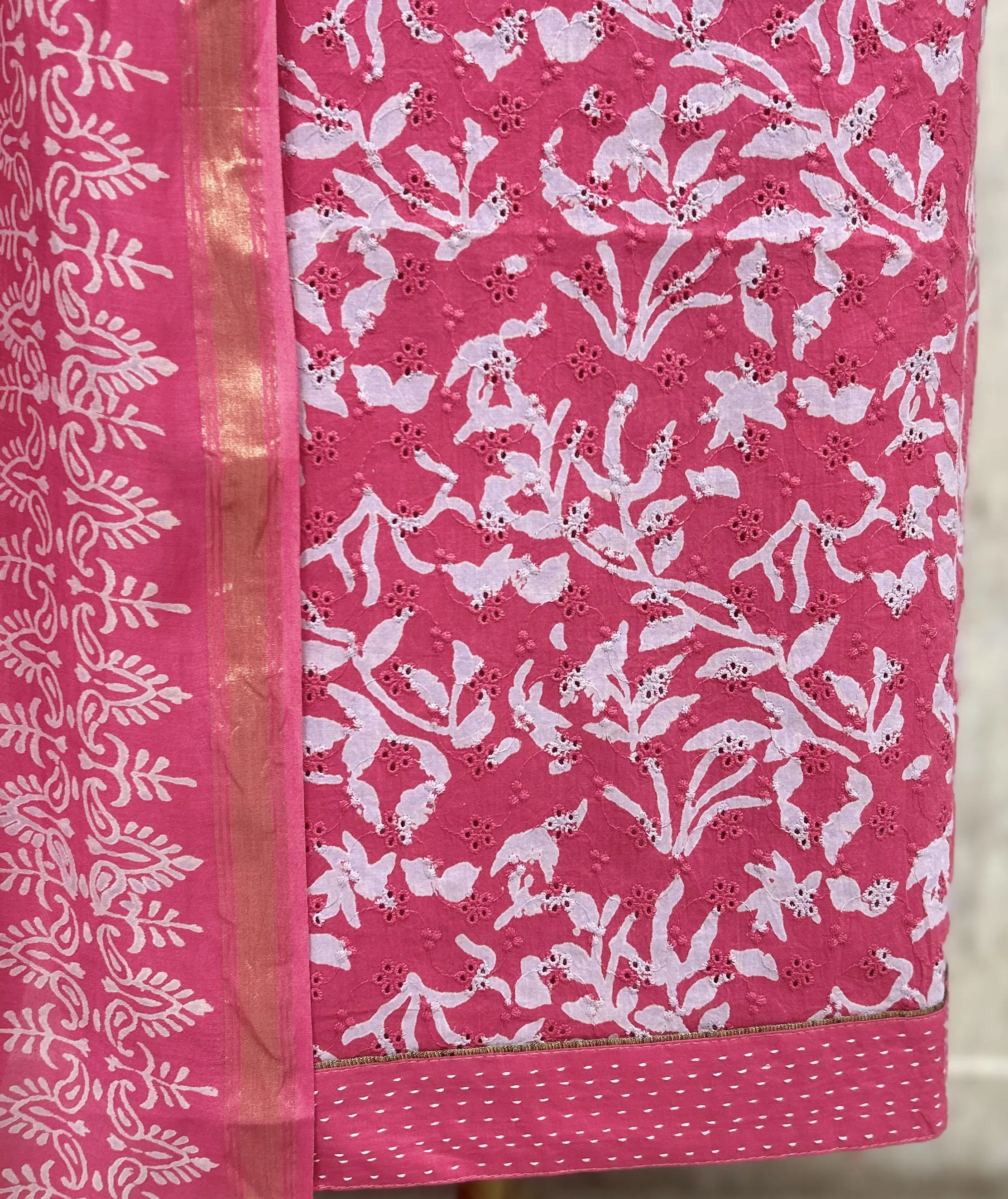 Mint Printed Cotton Unstitched suit