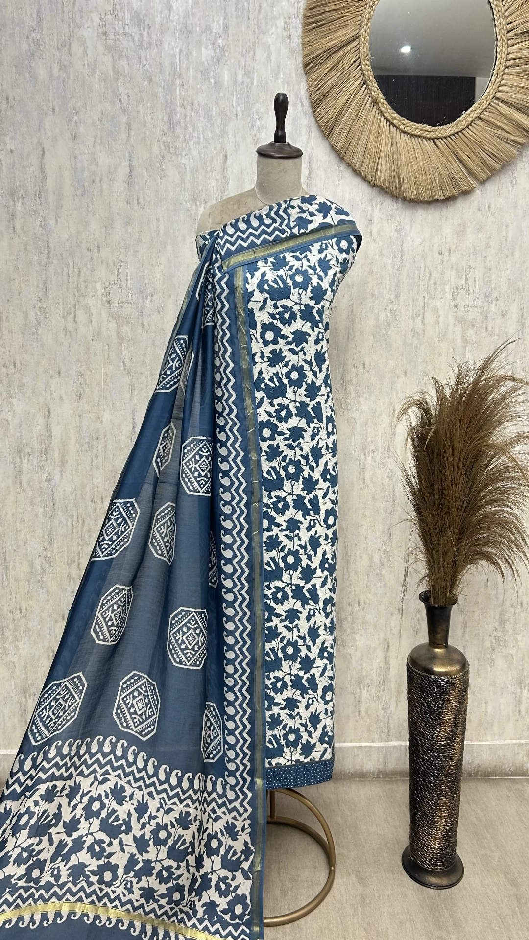 Mint Printed Cotton Unstitched suit