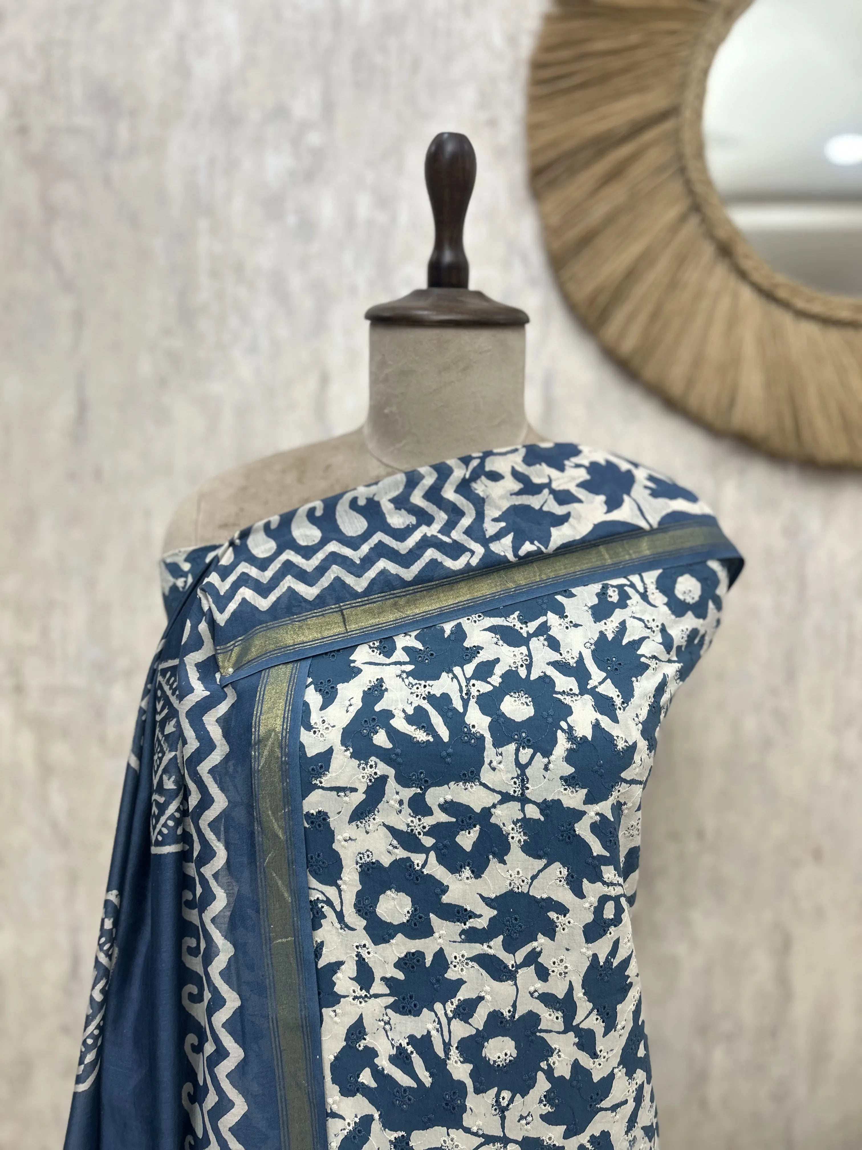 Mint Printed Cotton Unstitched suit