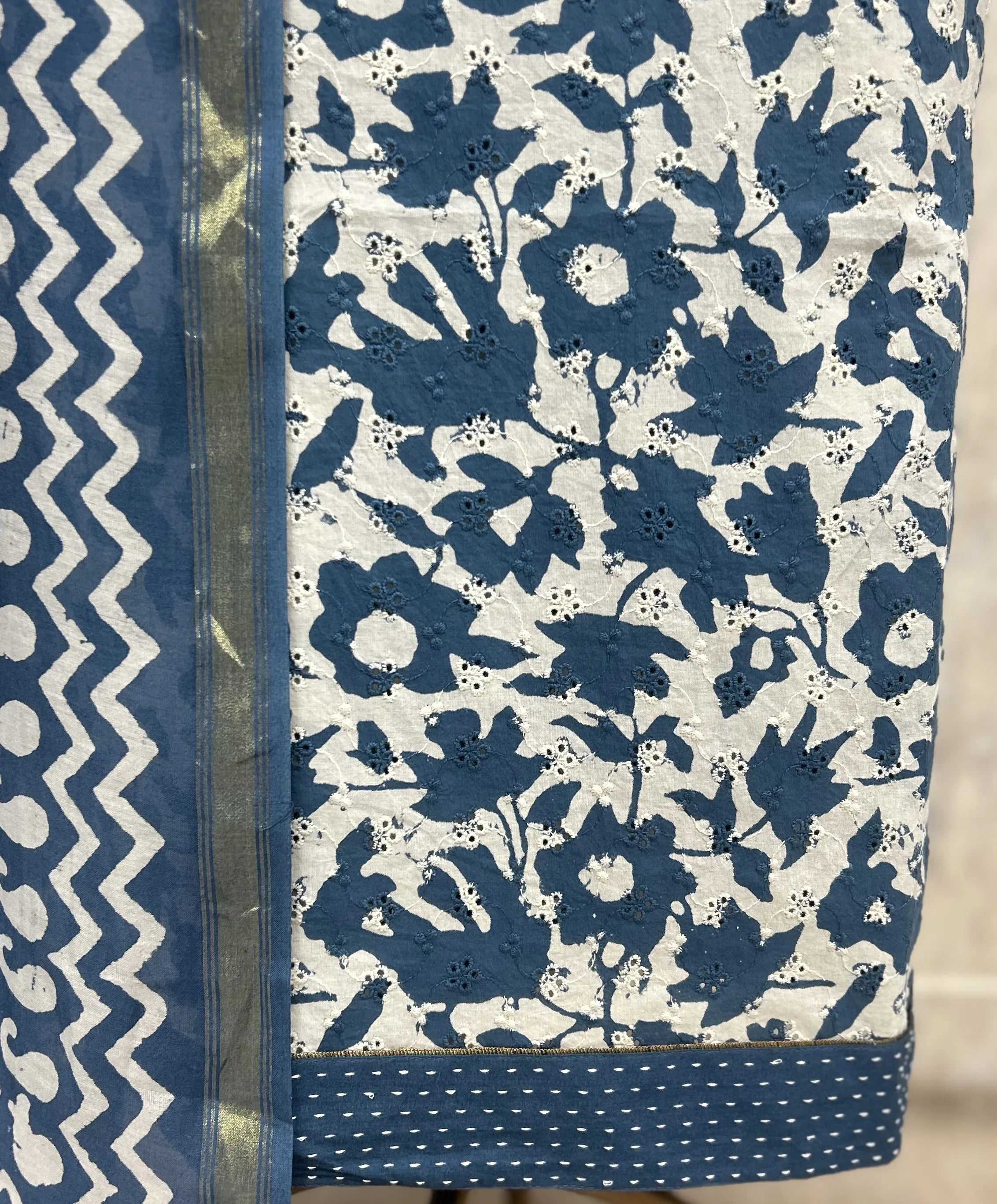 Mint Printed Cotton Unstitched suit