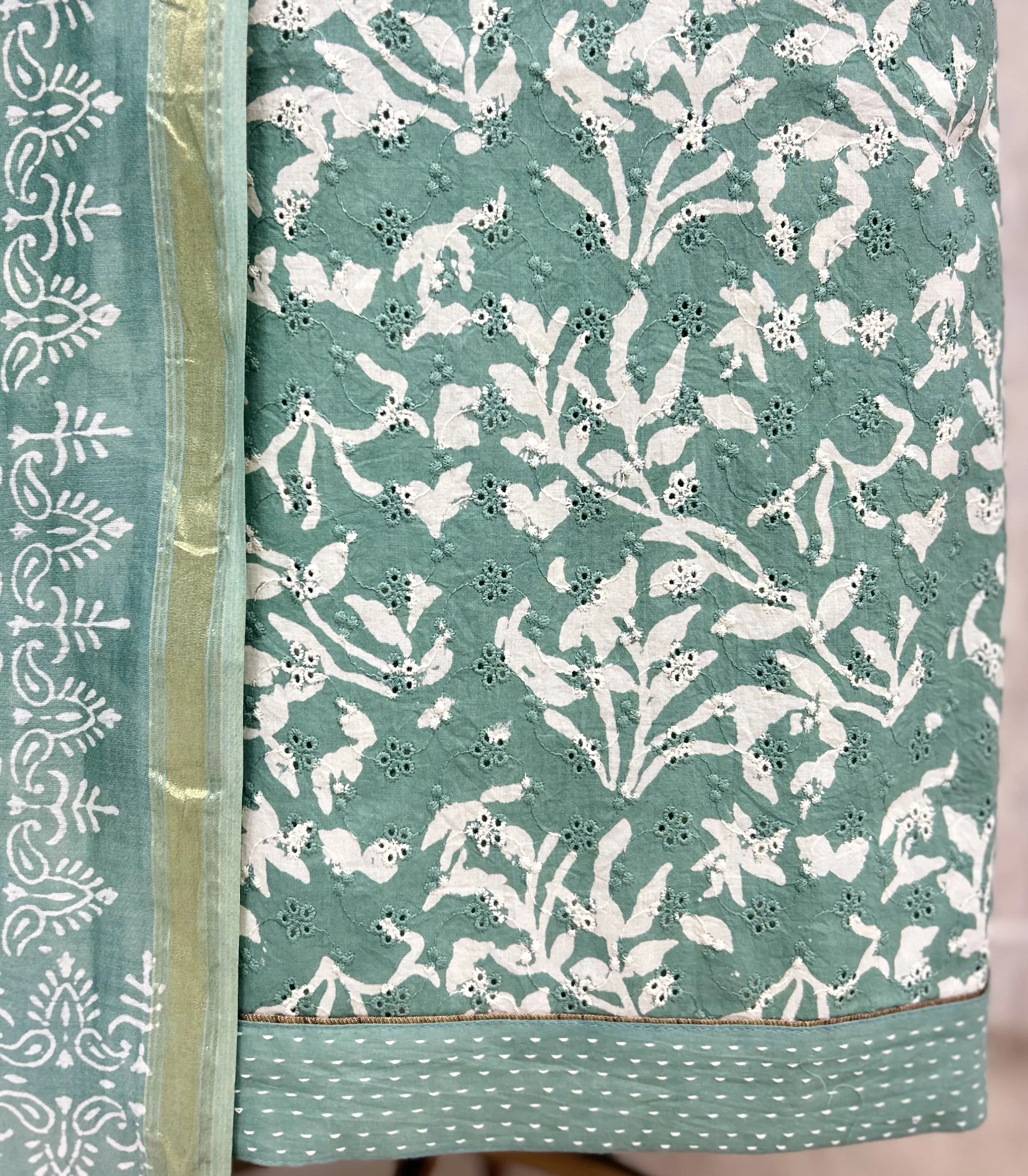 Mint Printed Cotton Unstitched suit