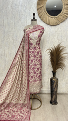 Beige Floral Heritage Maheshwari Unstitched suit