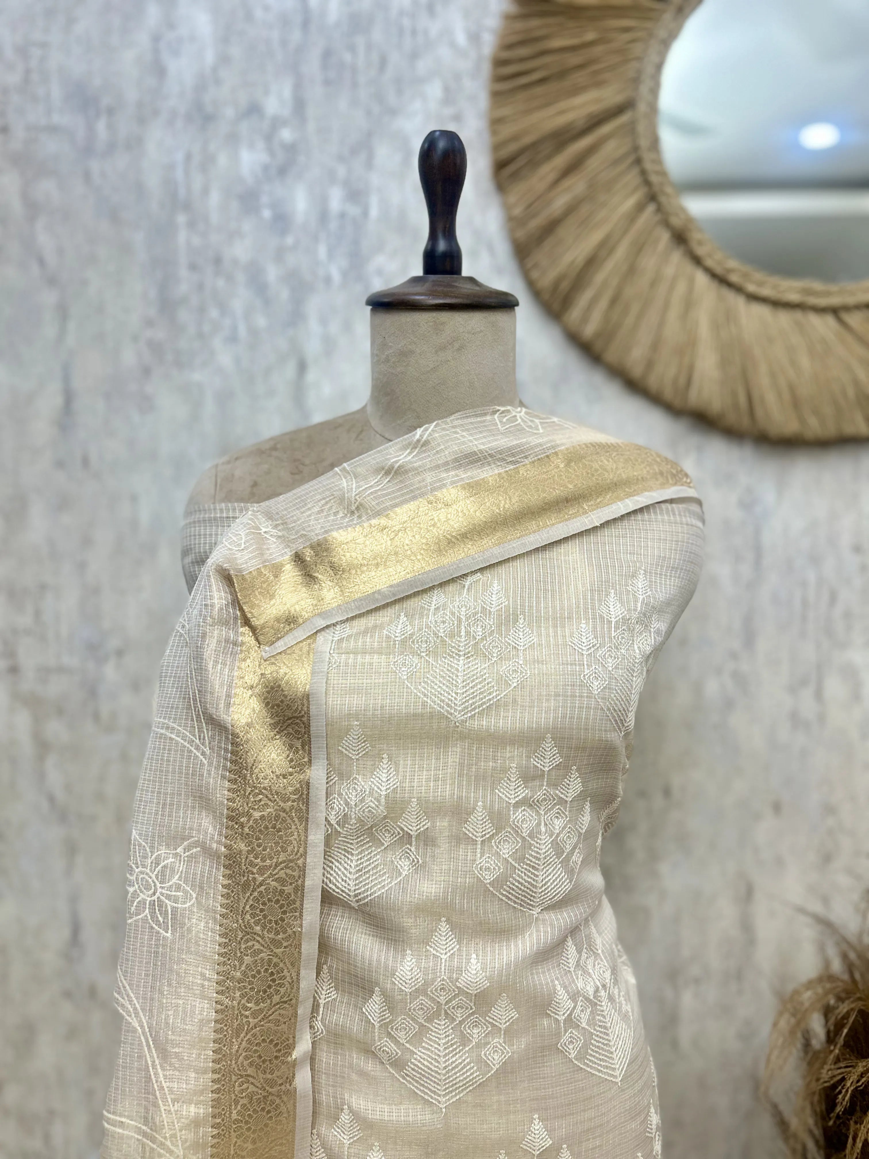Ivory Gold Grace Kota Unstitched suit