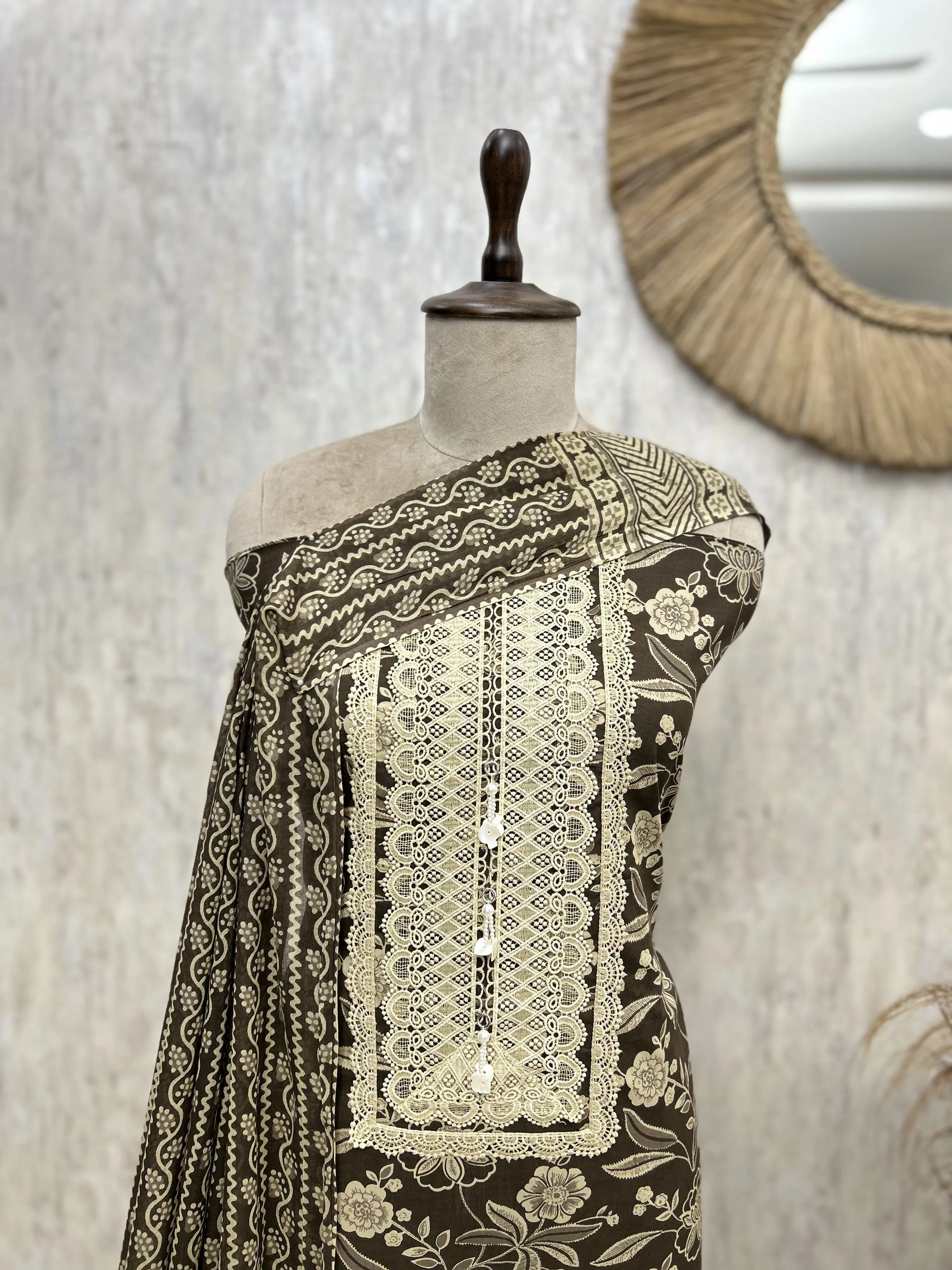 Floral print Cotton unstitched suit