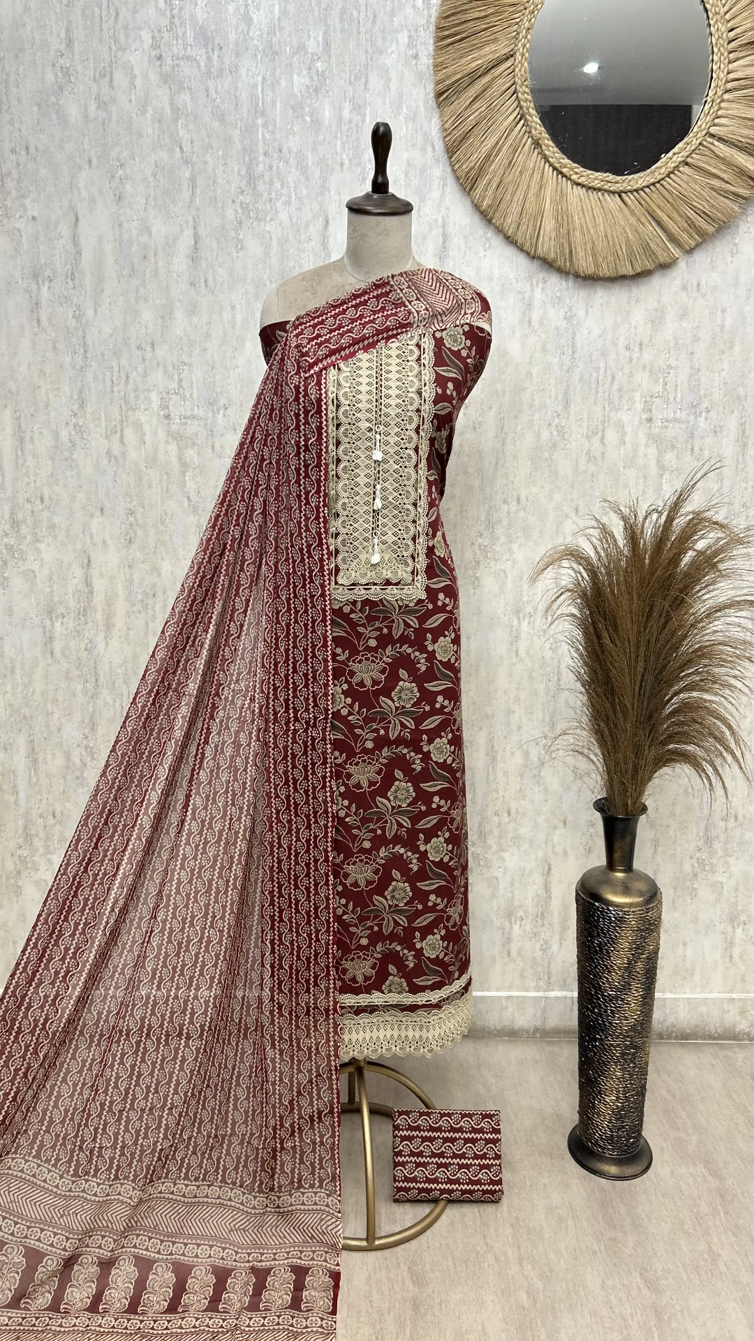 Floral Print Cotton Unstitched suit