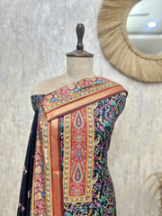 Midnight Floral Heritage Unstitched Maheshwari suit