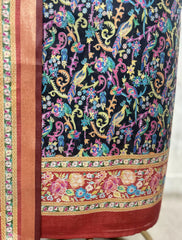 Midnight Floral Heritage Unstitched Maheshwari suit