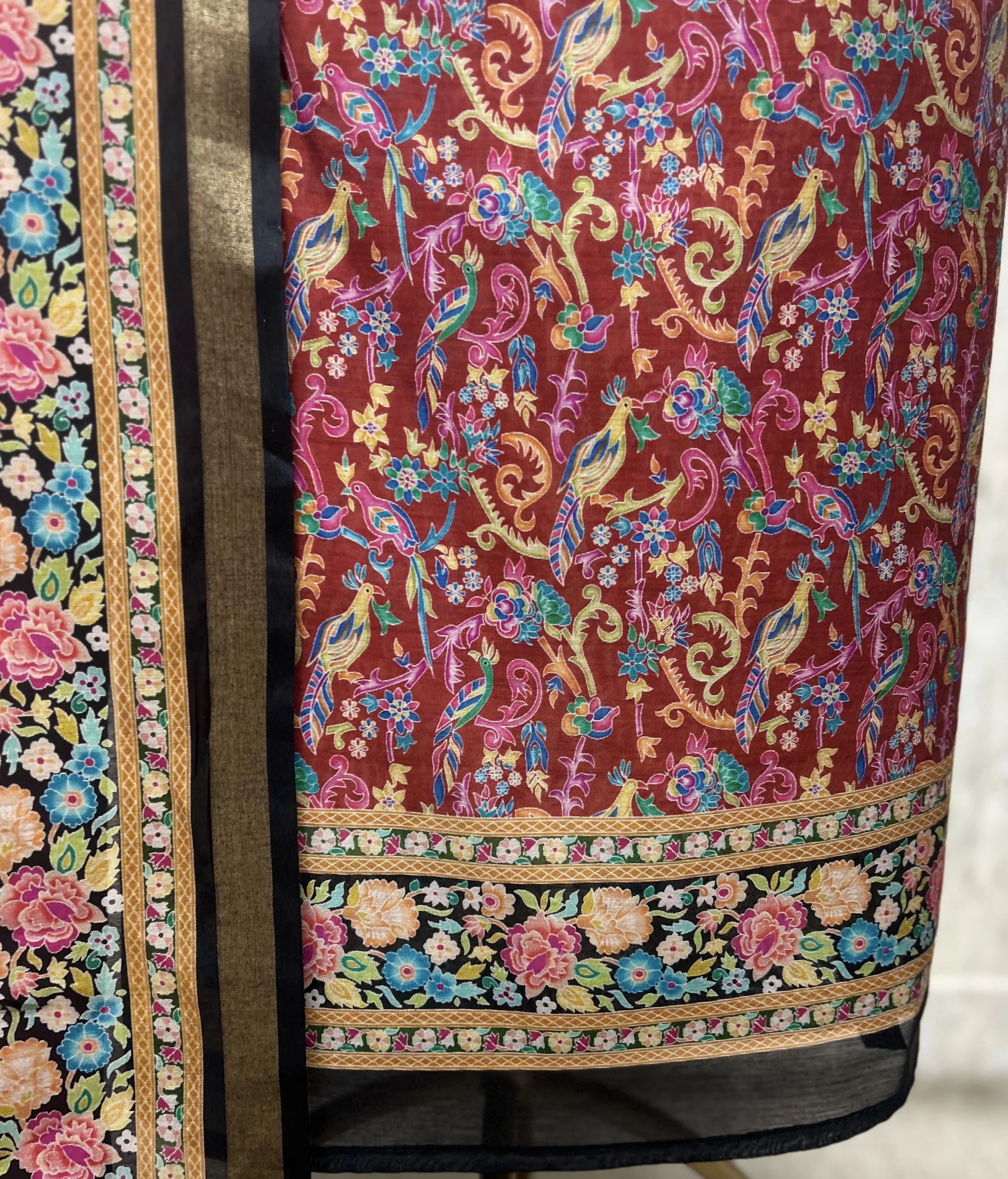 Midnight Floral Heritage Unstitched Maheshwari suit