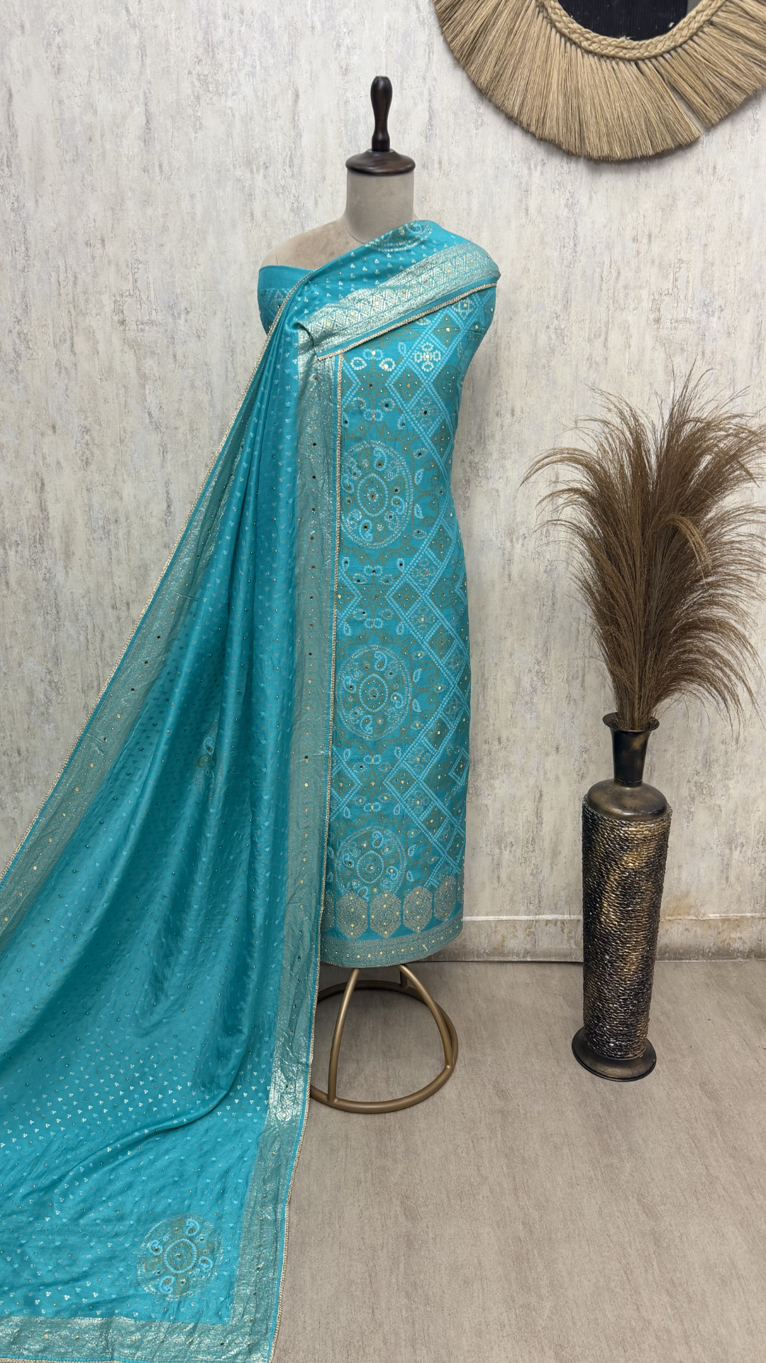 Ethereal Elegance Woven in Dola silk Unstitched Suits